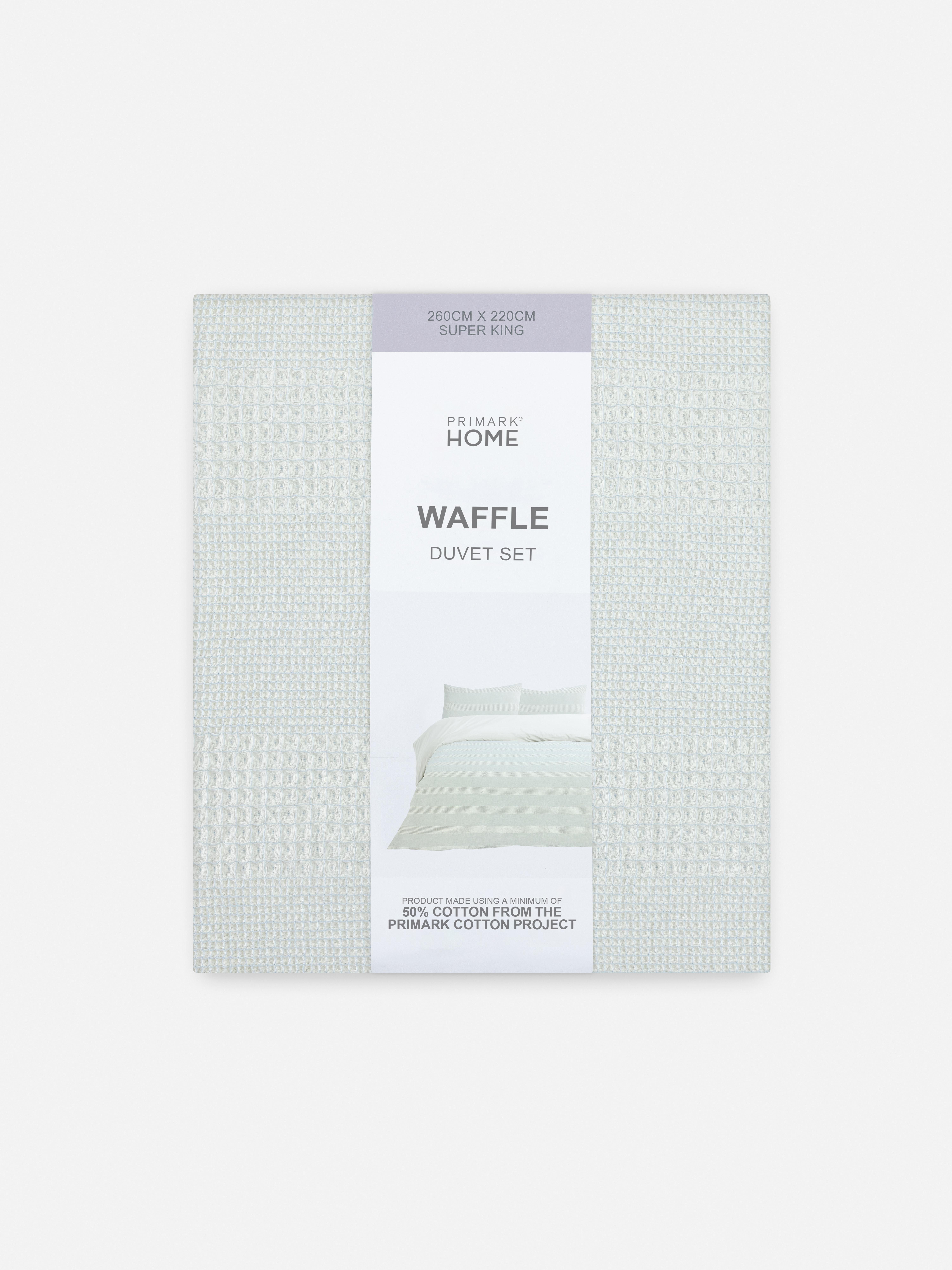 Conjunto capa edredão Super King padrão waffle riscas