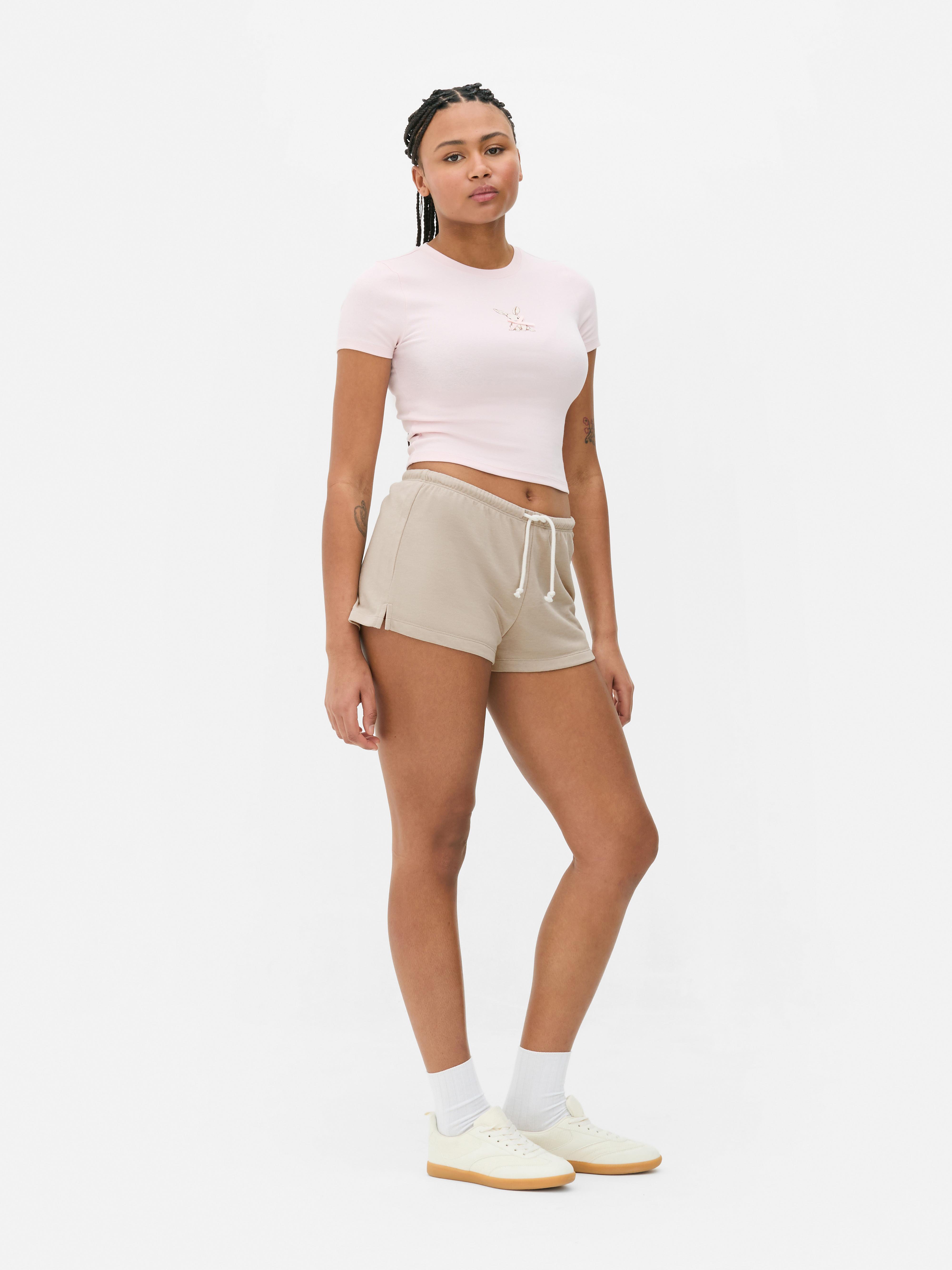 Jersey Tie Waist Shorts Taupe