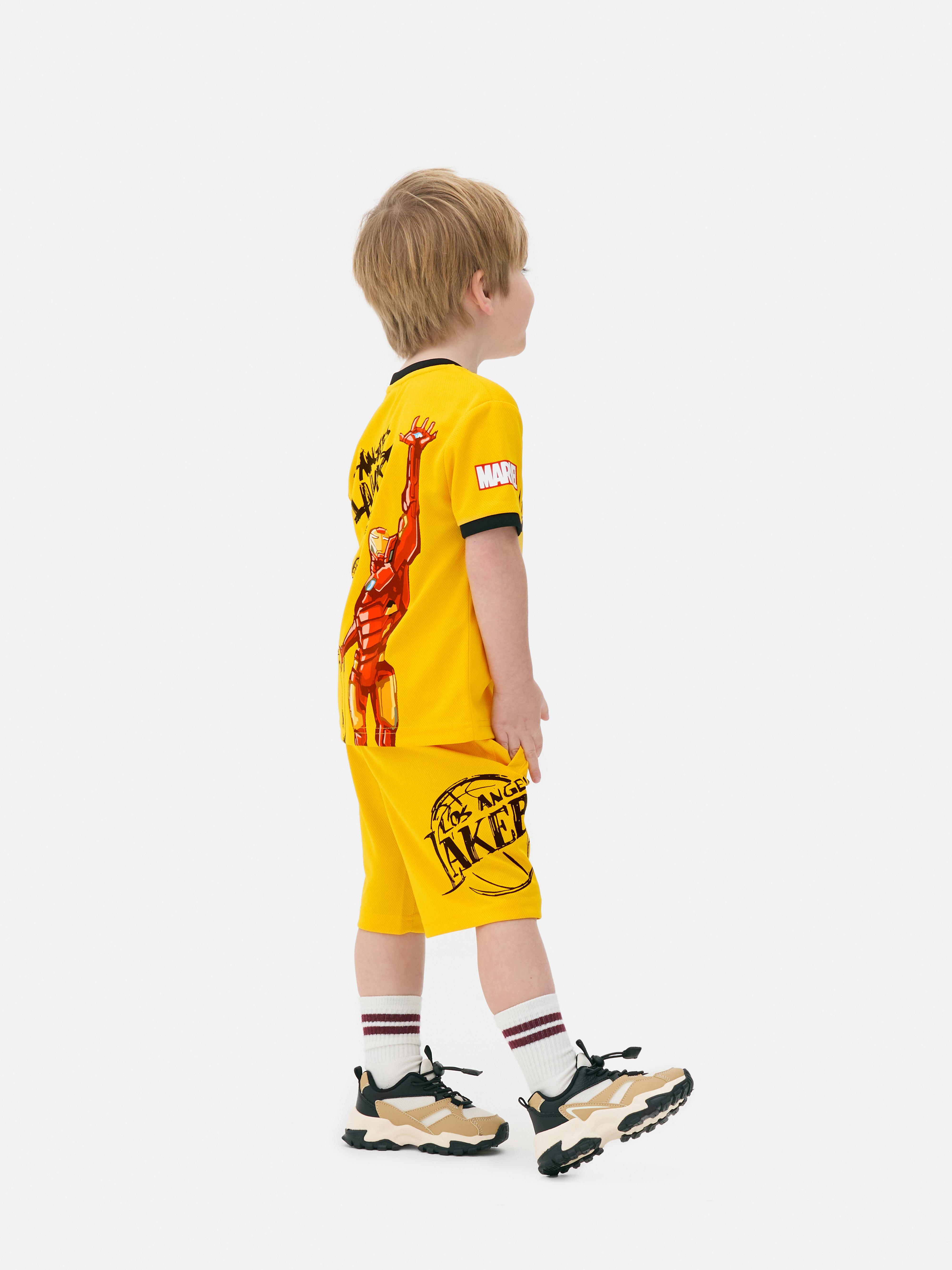 T-shirt i szorty z Iron Manem Marvela i NBA Los Angeles Lakers