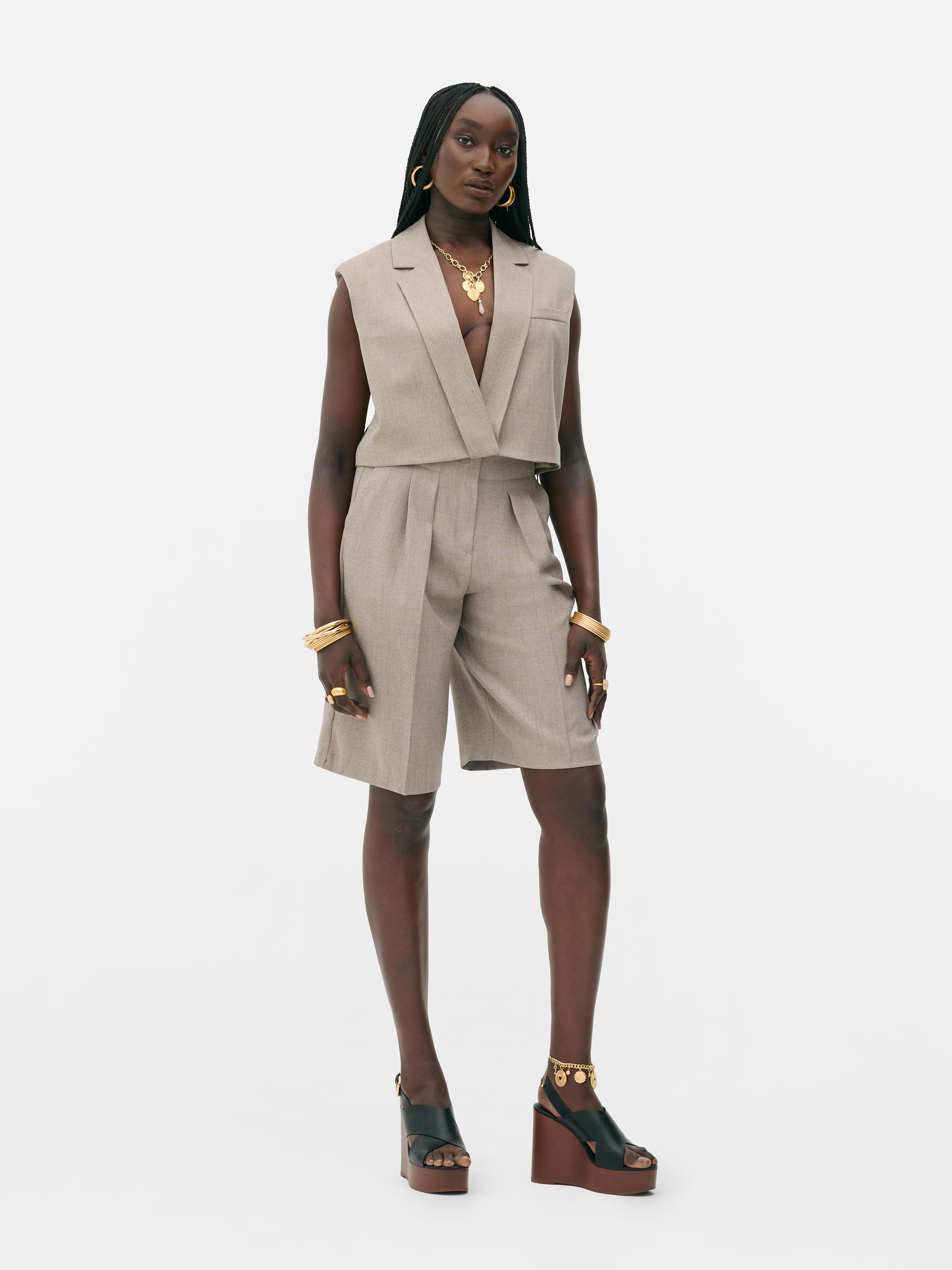 Rita Ora Cropped Padded Waistcoat