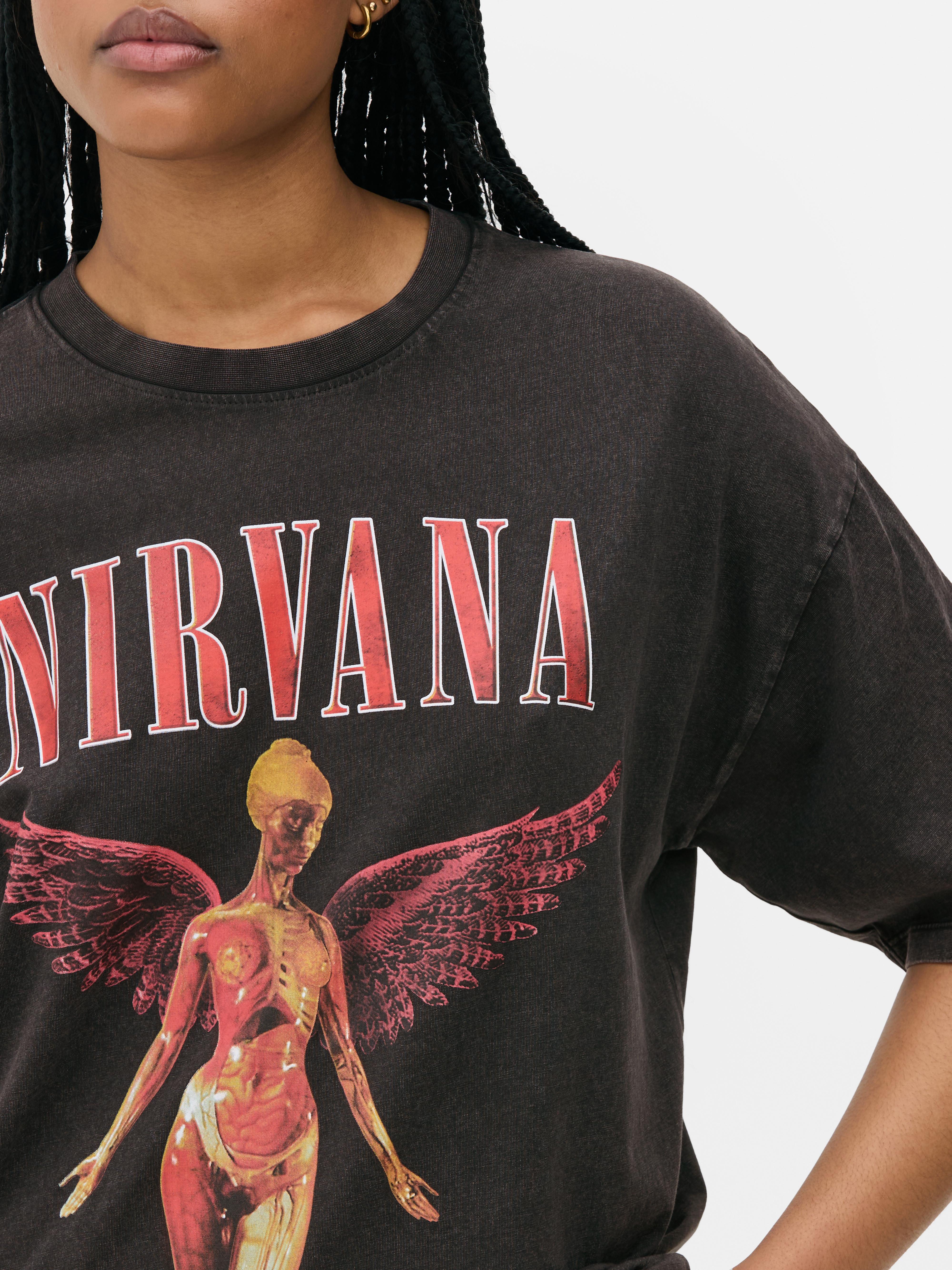 Camiseta Primark Nirvana Oversized Mujer Gris Con Camiseta Primark