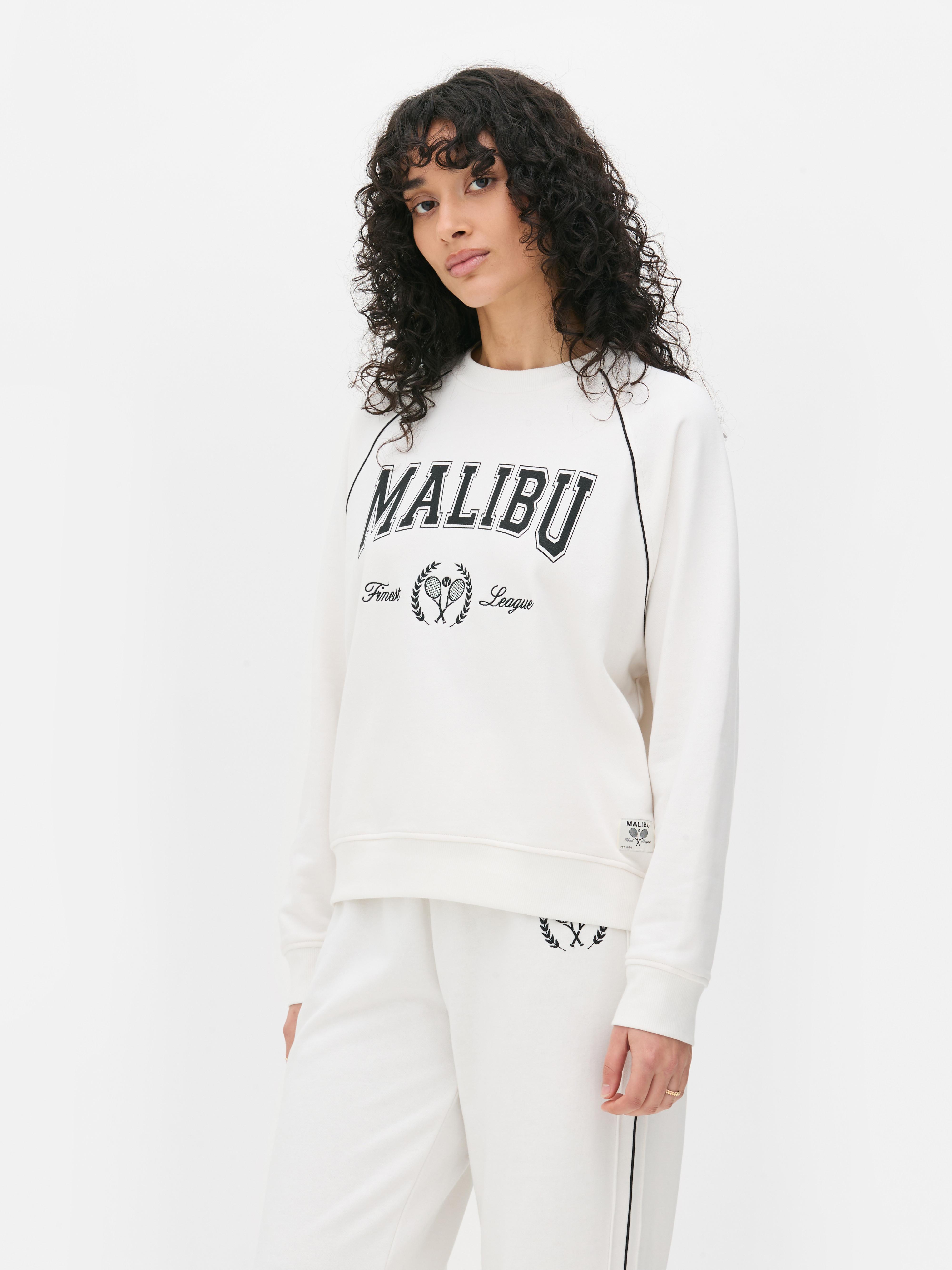 Malibu-feliratos pulóver