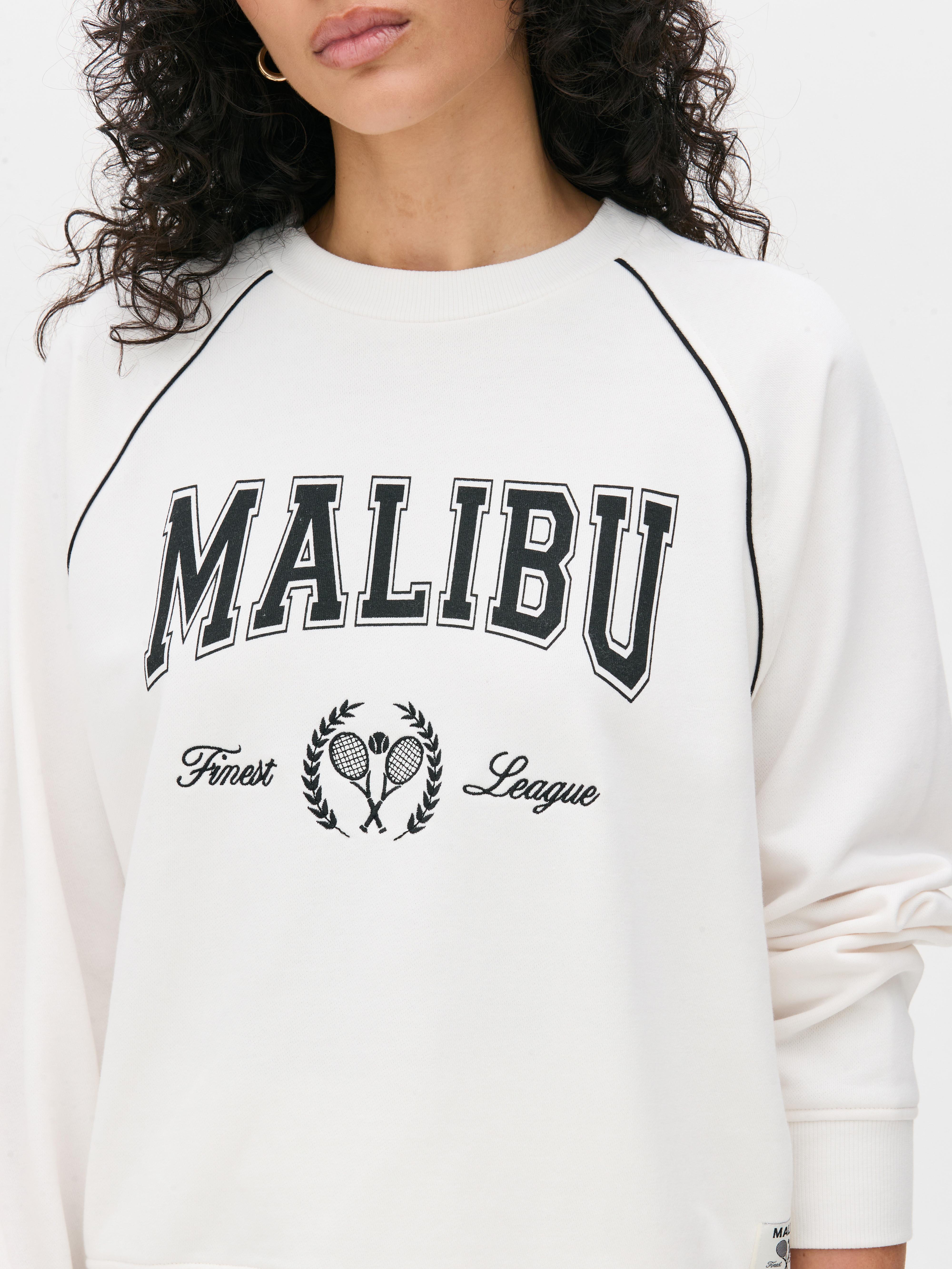 Malibu-feliratos pulóver