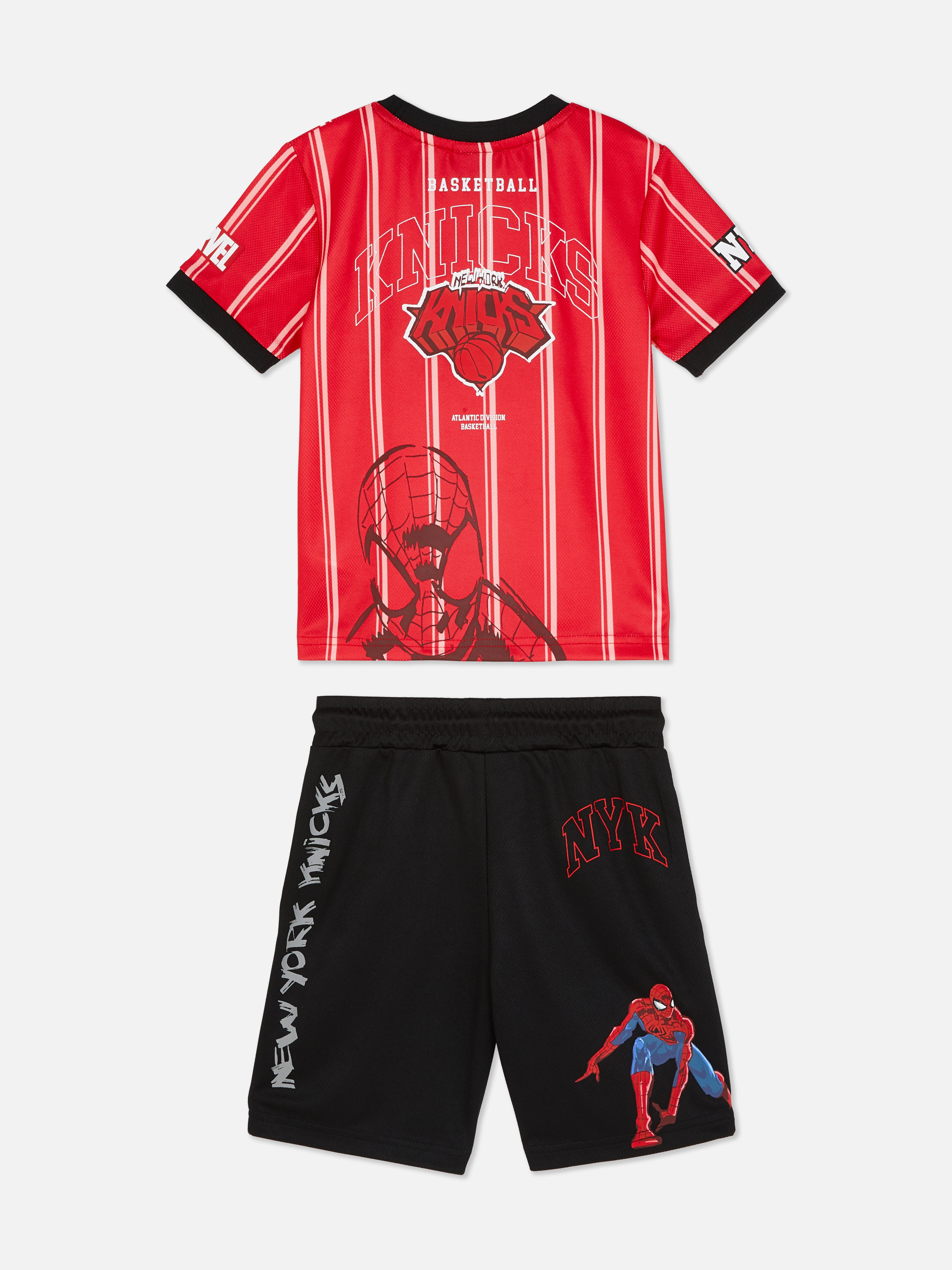 Boys Red NBA New York Knicks X MARVEL Spider-Man T-Shirt and