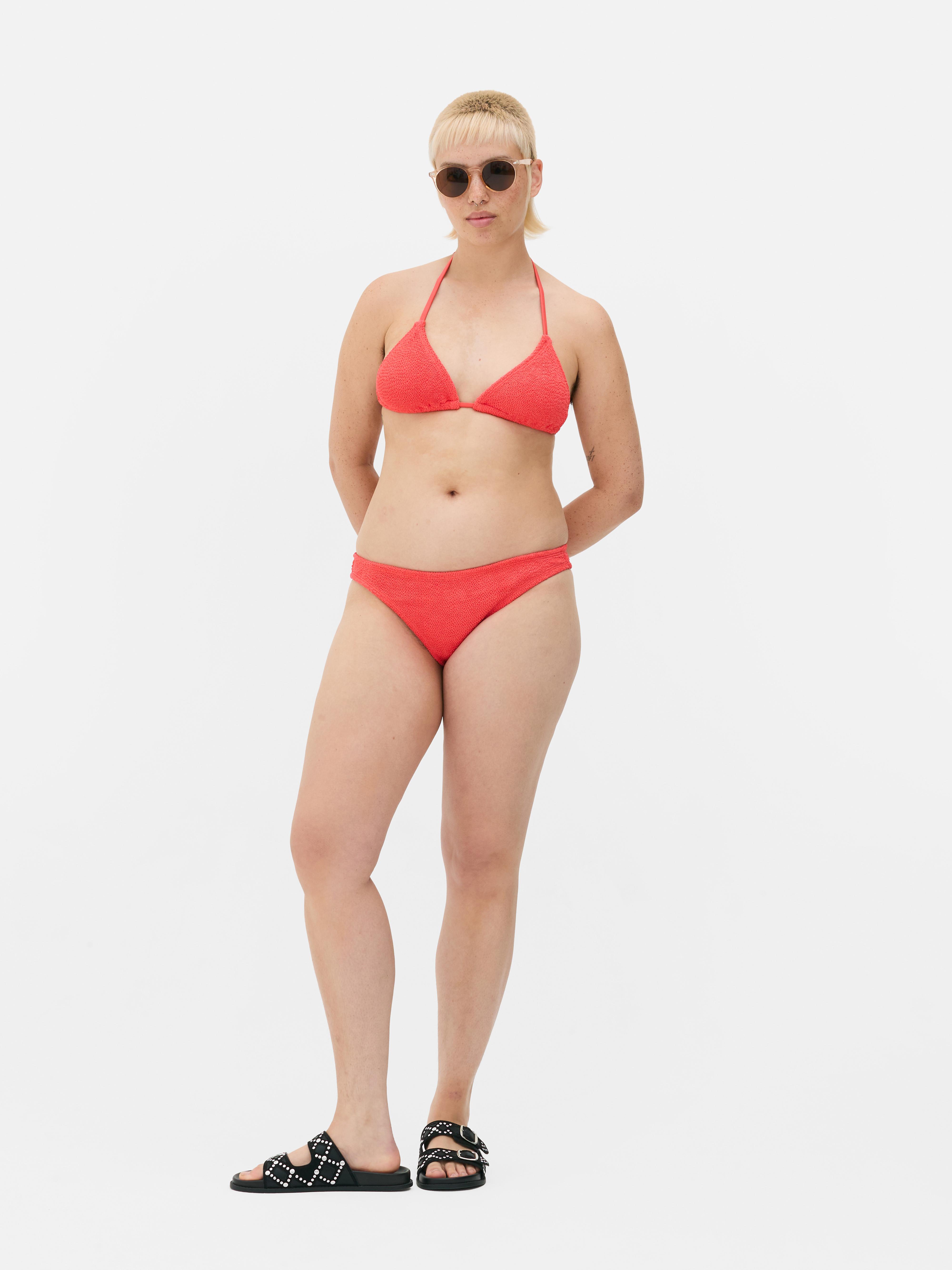 Crinkle Triangle Bikini Top Coral