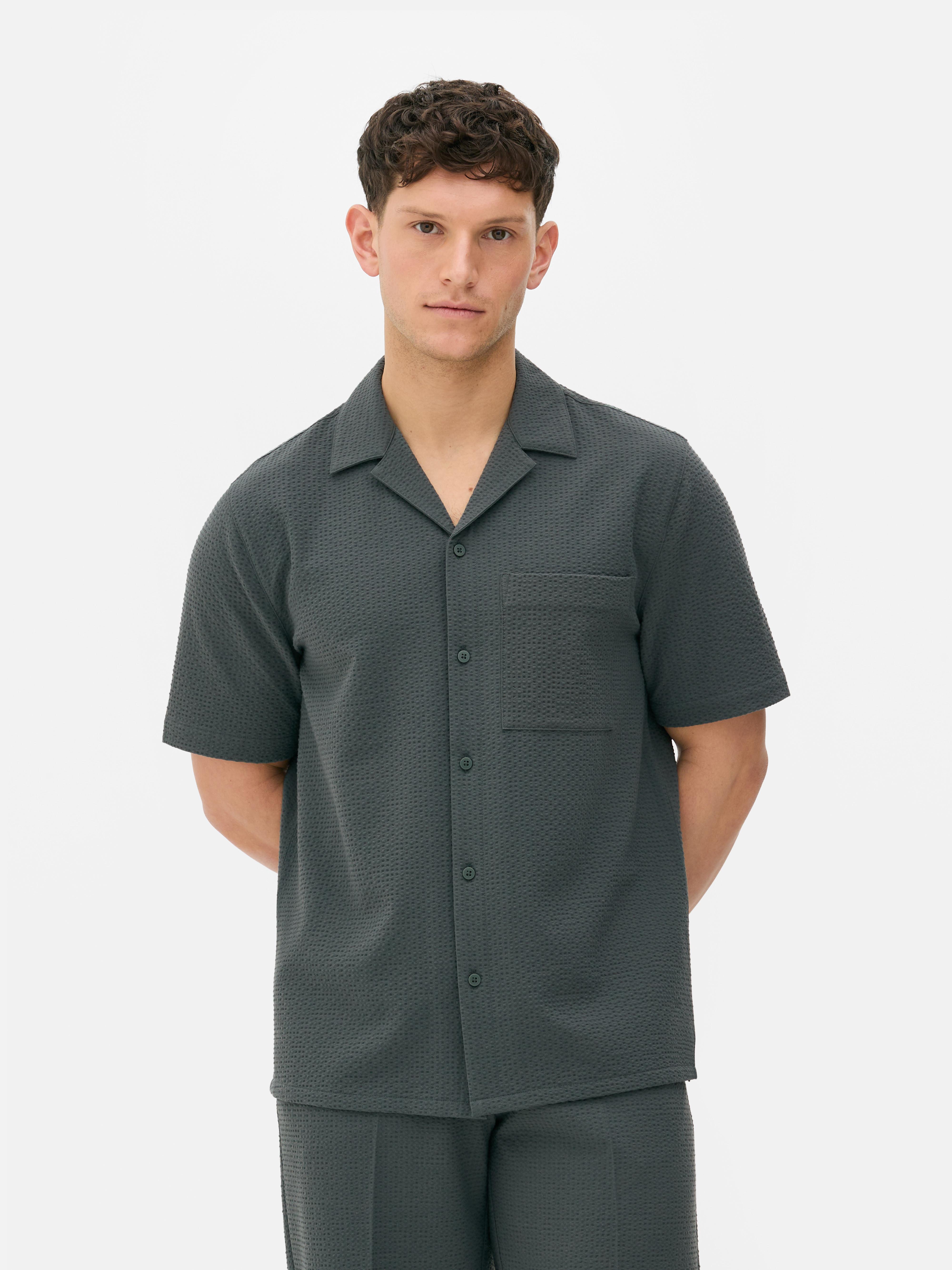 Chemise boutonnée en seersucker Kem