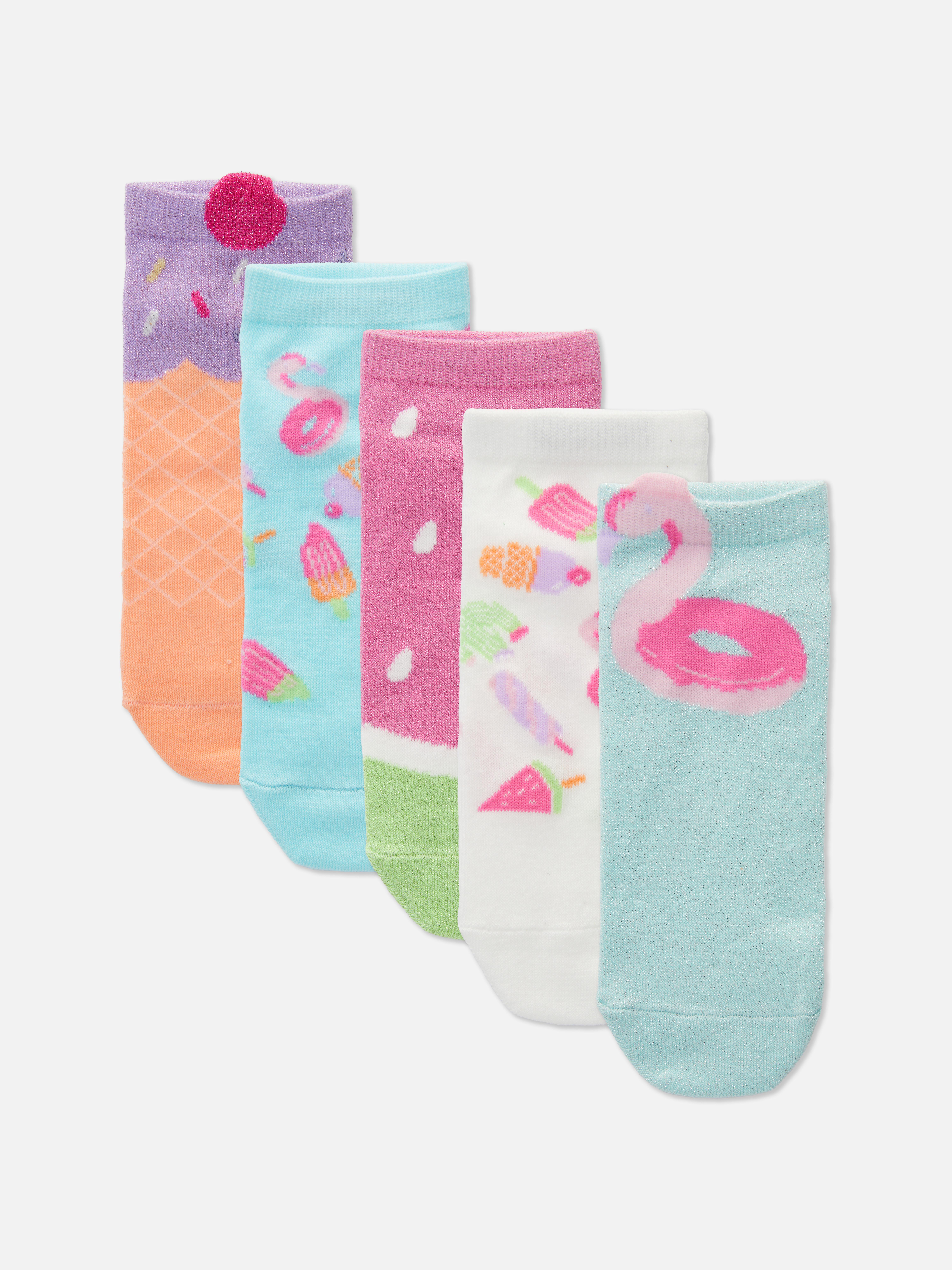 Sneakersocken mit Eiscreme-Design, 5er-Pack