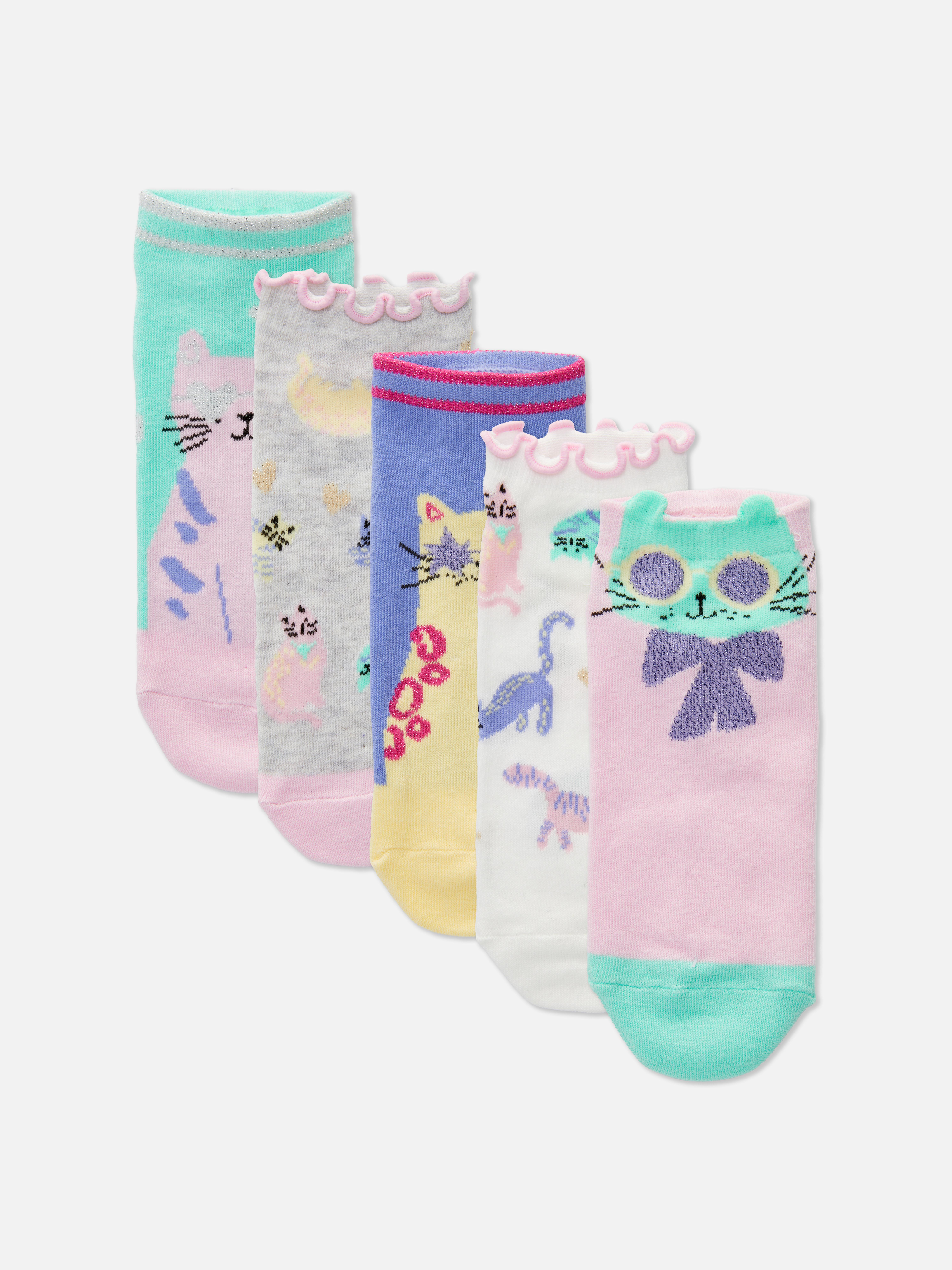 Lot de 5 paires de socquettes à motifs chats