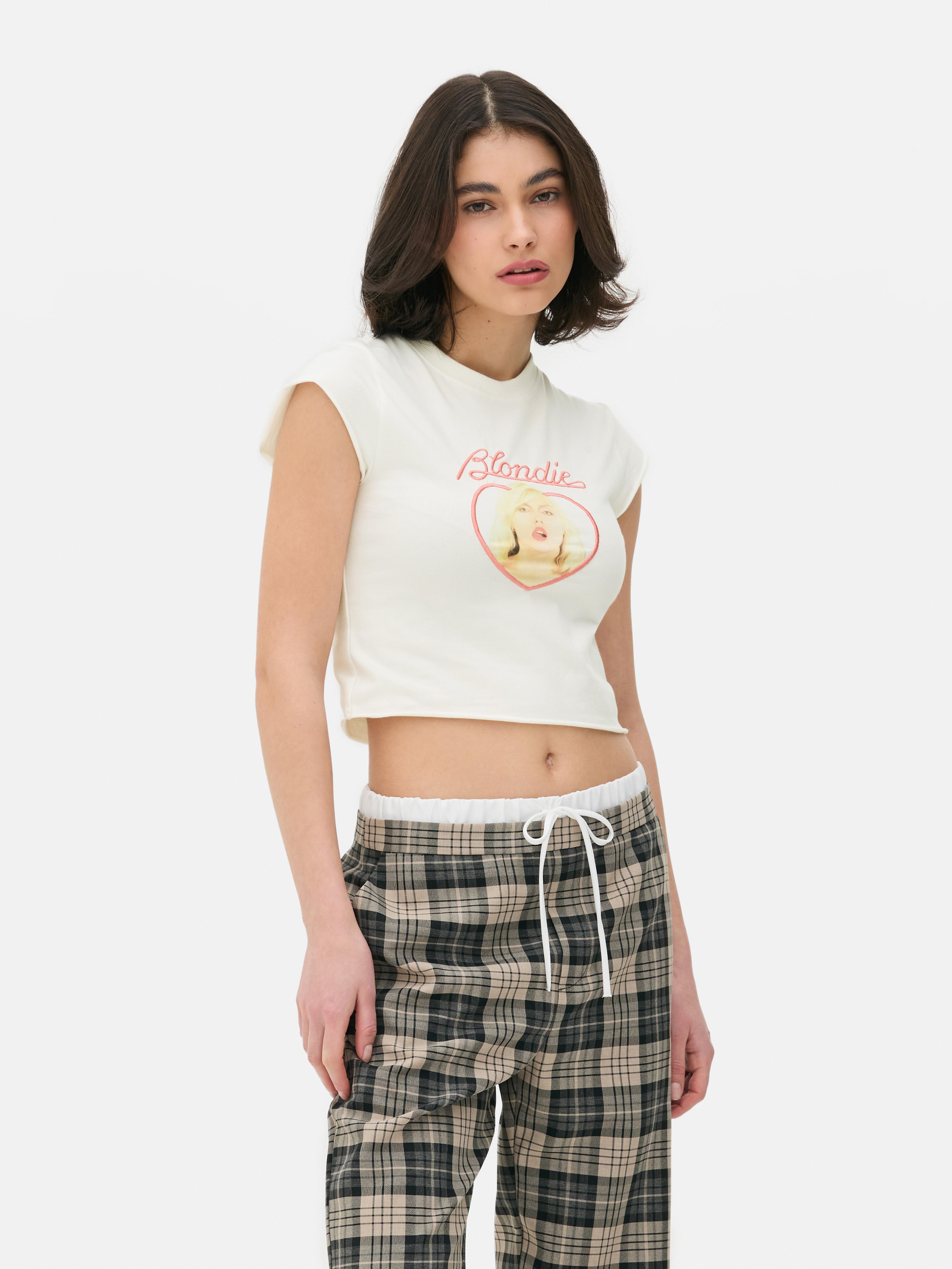 T-shirt met print en kapmouwtjes Blondie