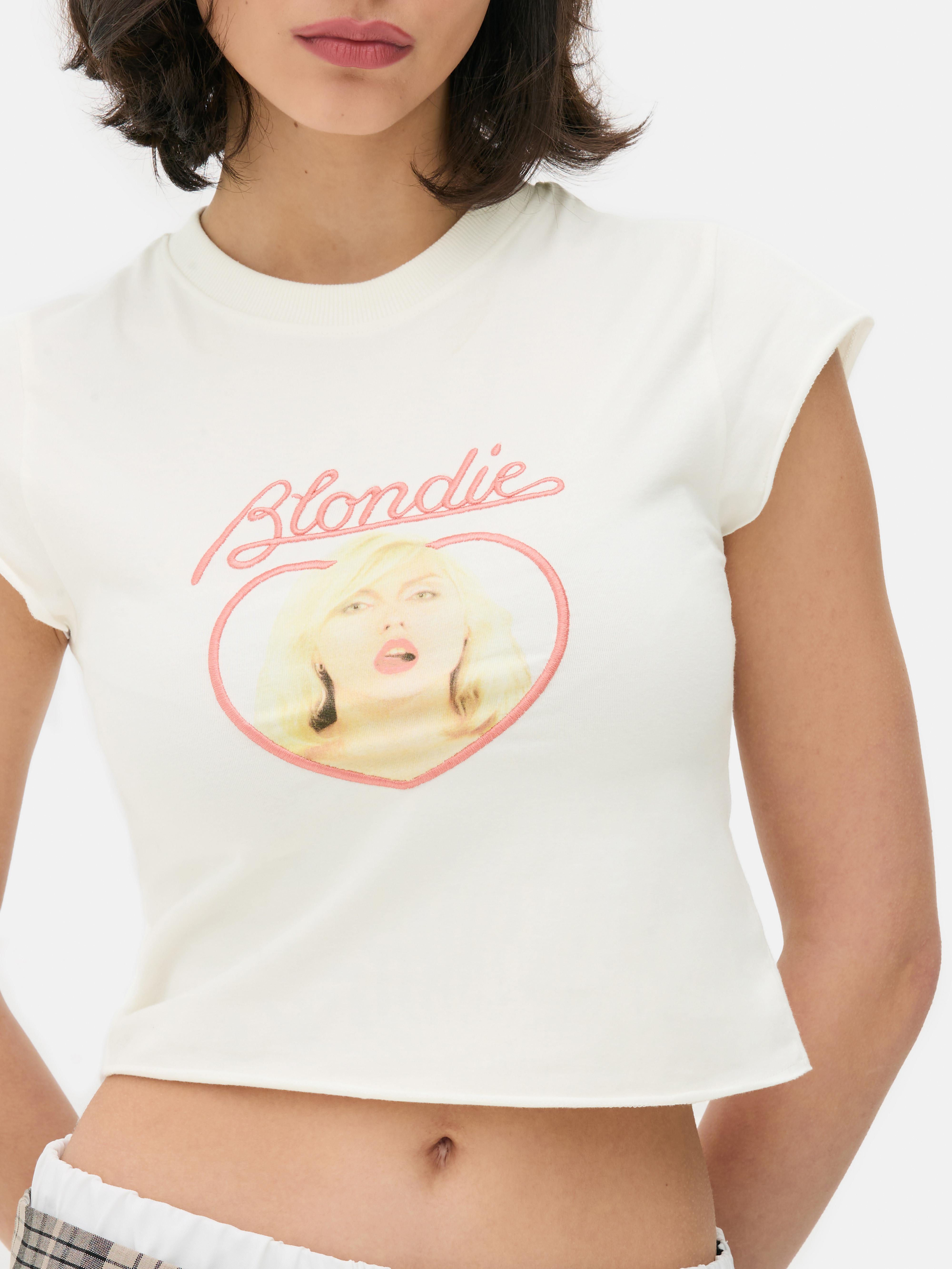 T-shirt met print en kapmouwtjes Blondie