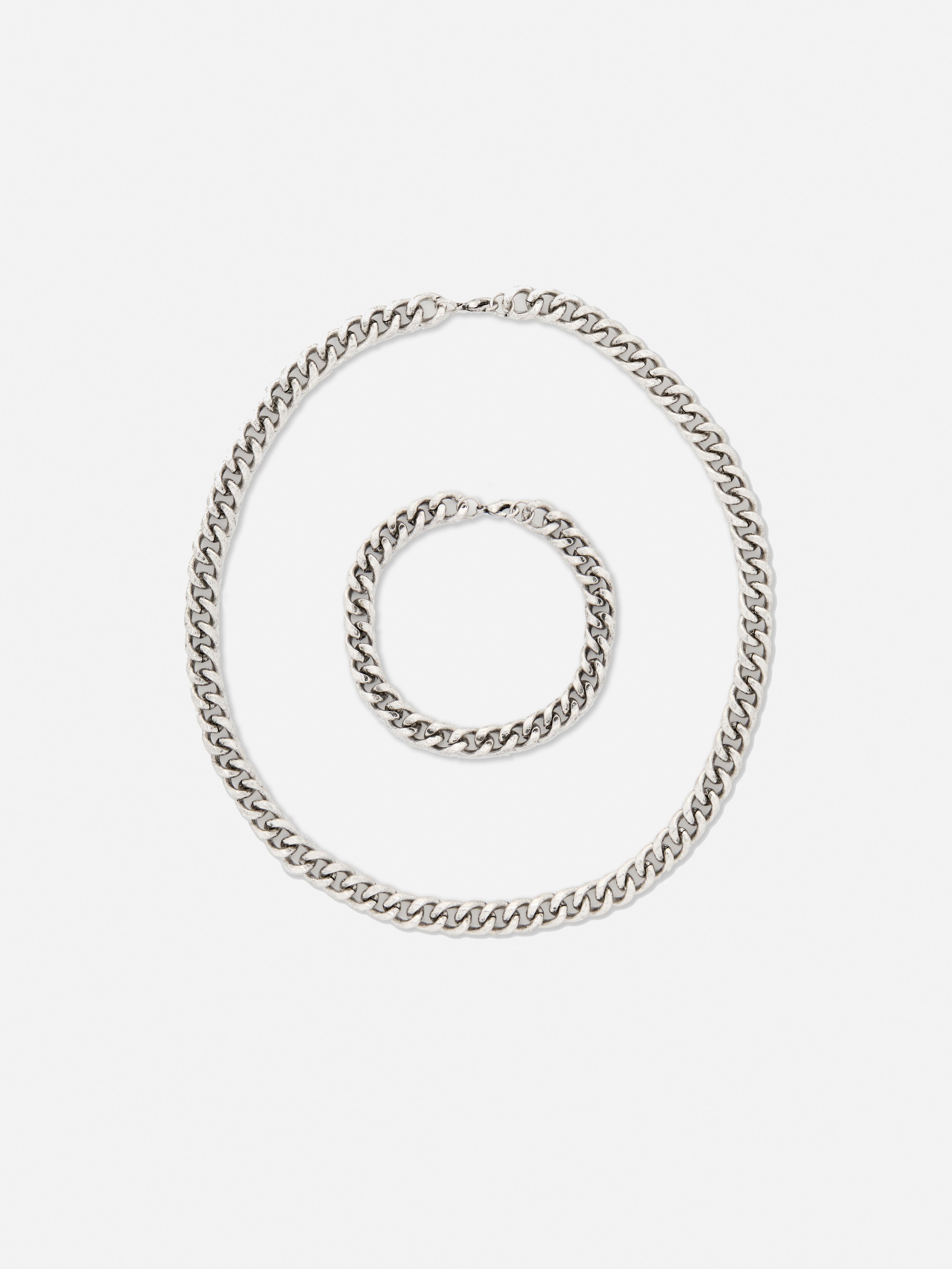 Halskette und Armband mit groben Gliedern