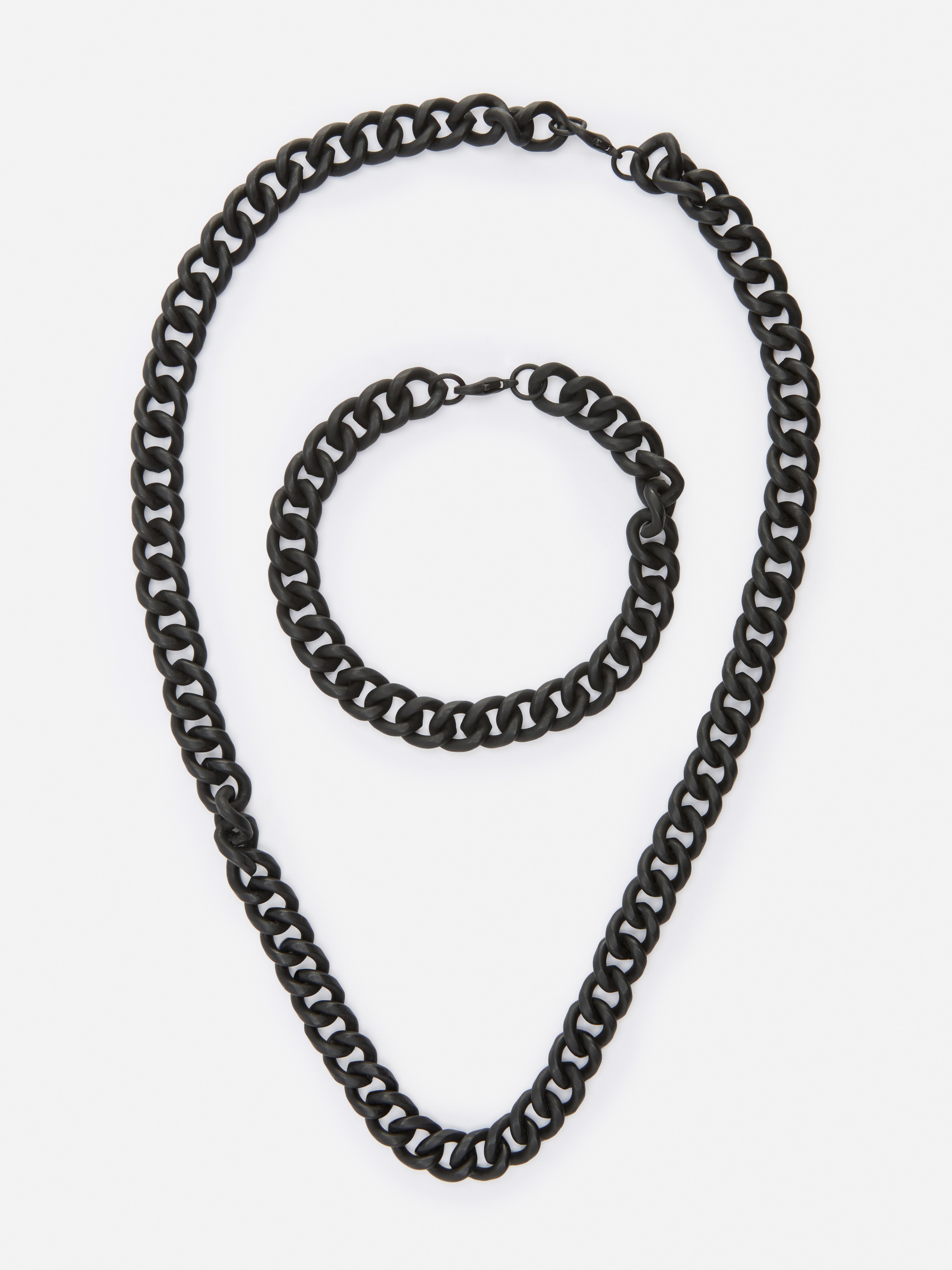 Halskette und Armband mit groben Gliedern