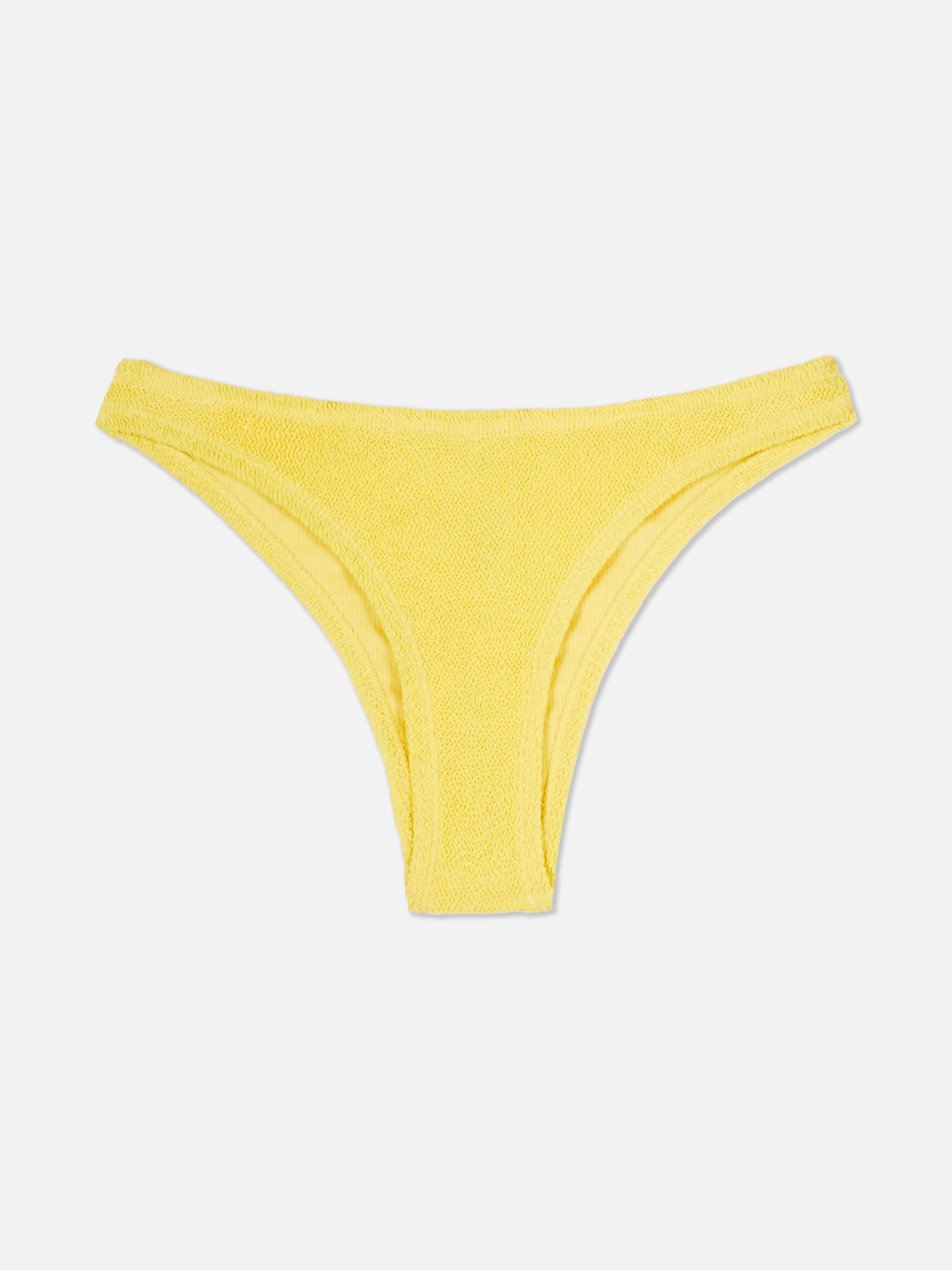 Gestreifte Bikinihose in Knitteroptik mit hohem Beinausschnitt