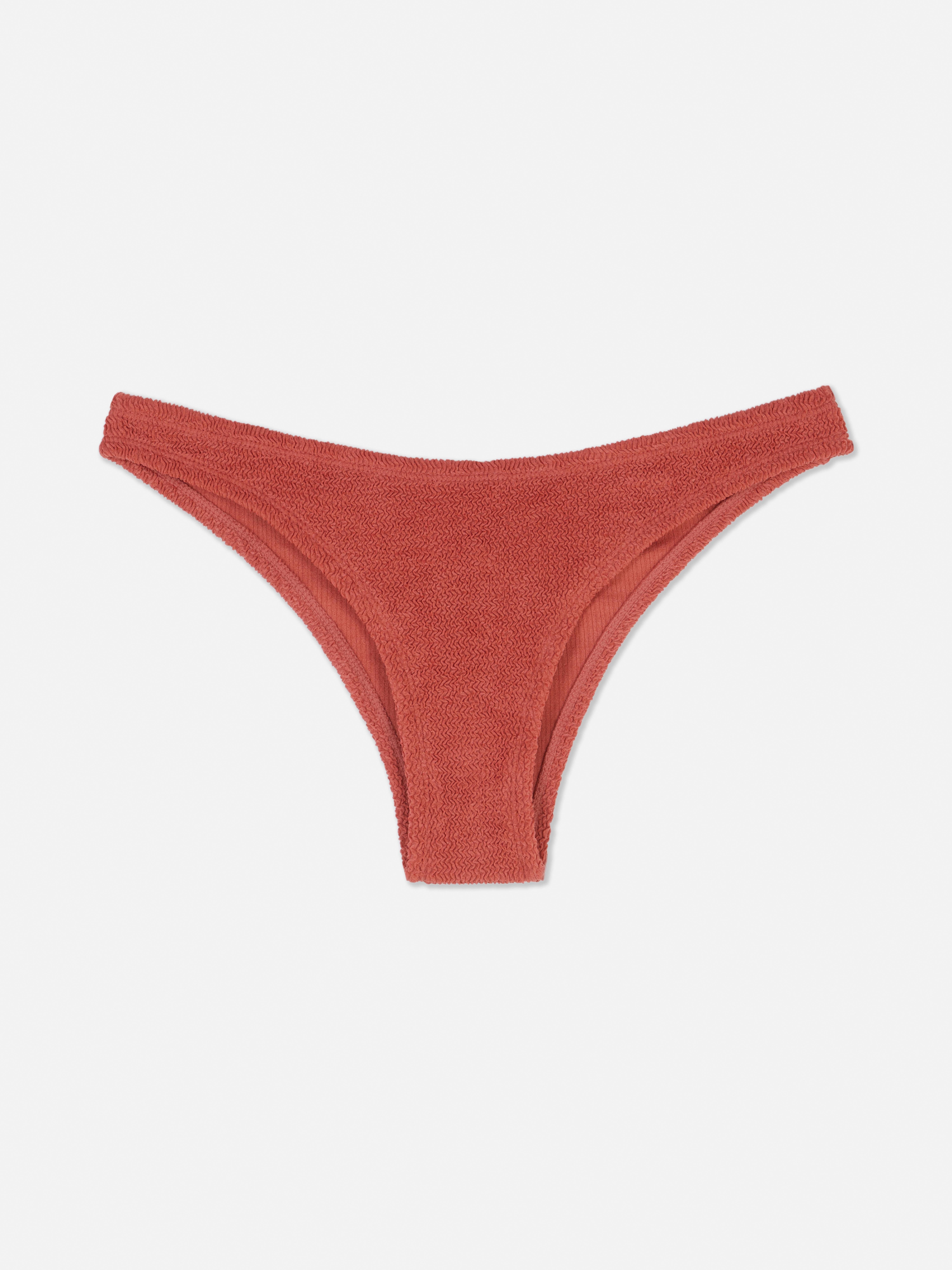 Striped High Leg Crinkle Bikini Bottoms Blush