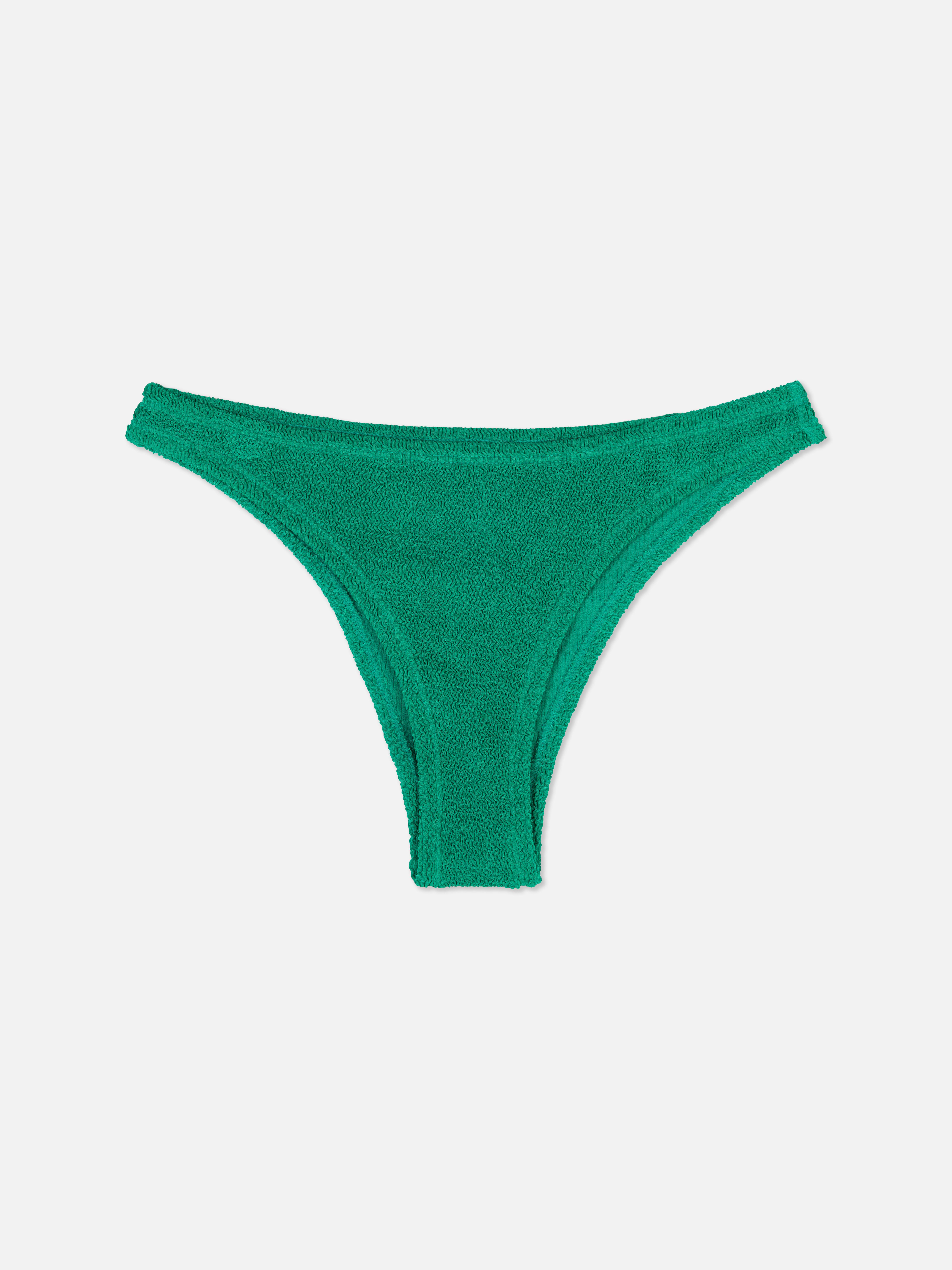 Striped High Leg Crinkle Bikini Bottoms