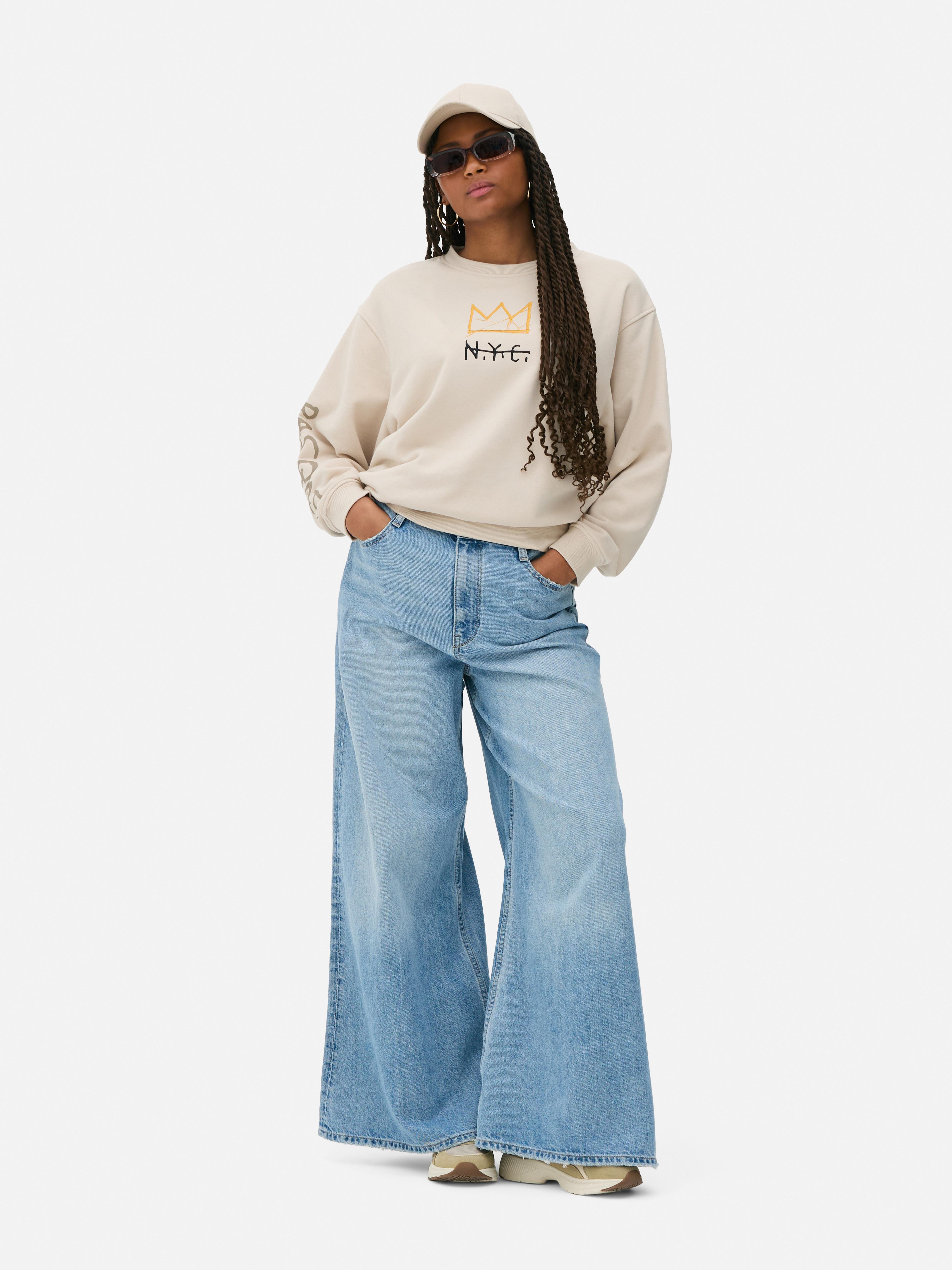 Sweatshirt mit NYC- und Kronenstickerei