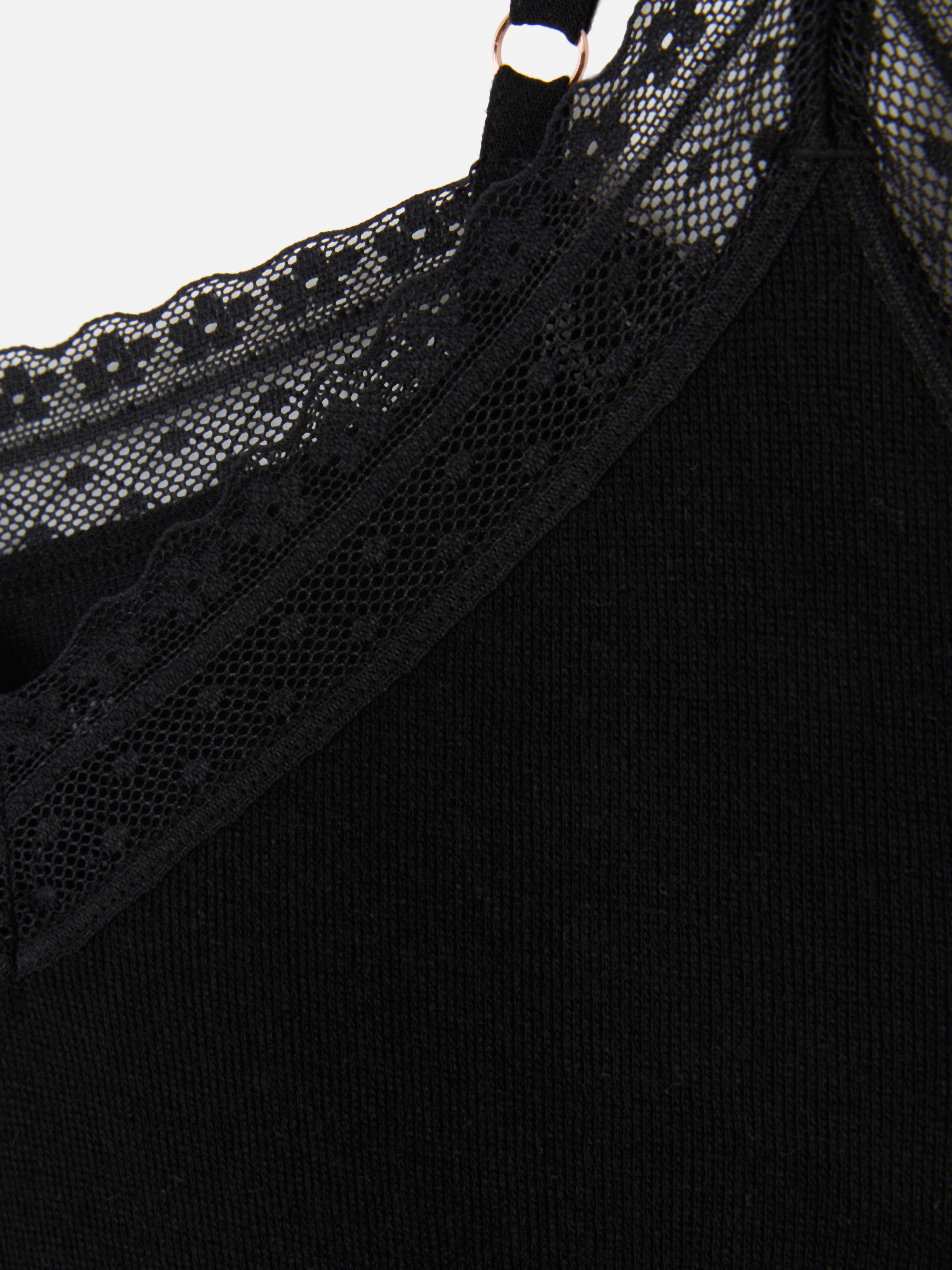 Camisa dormir decote V rebordos renda