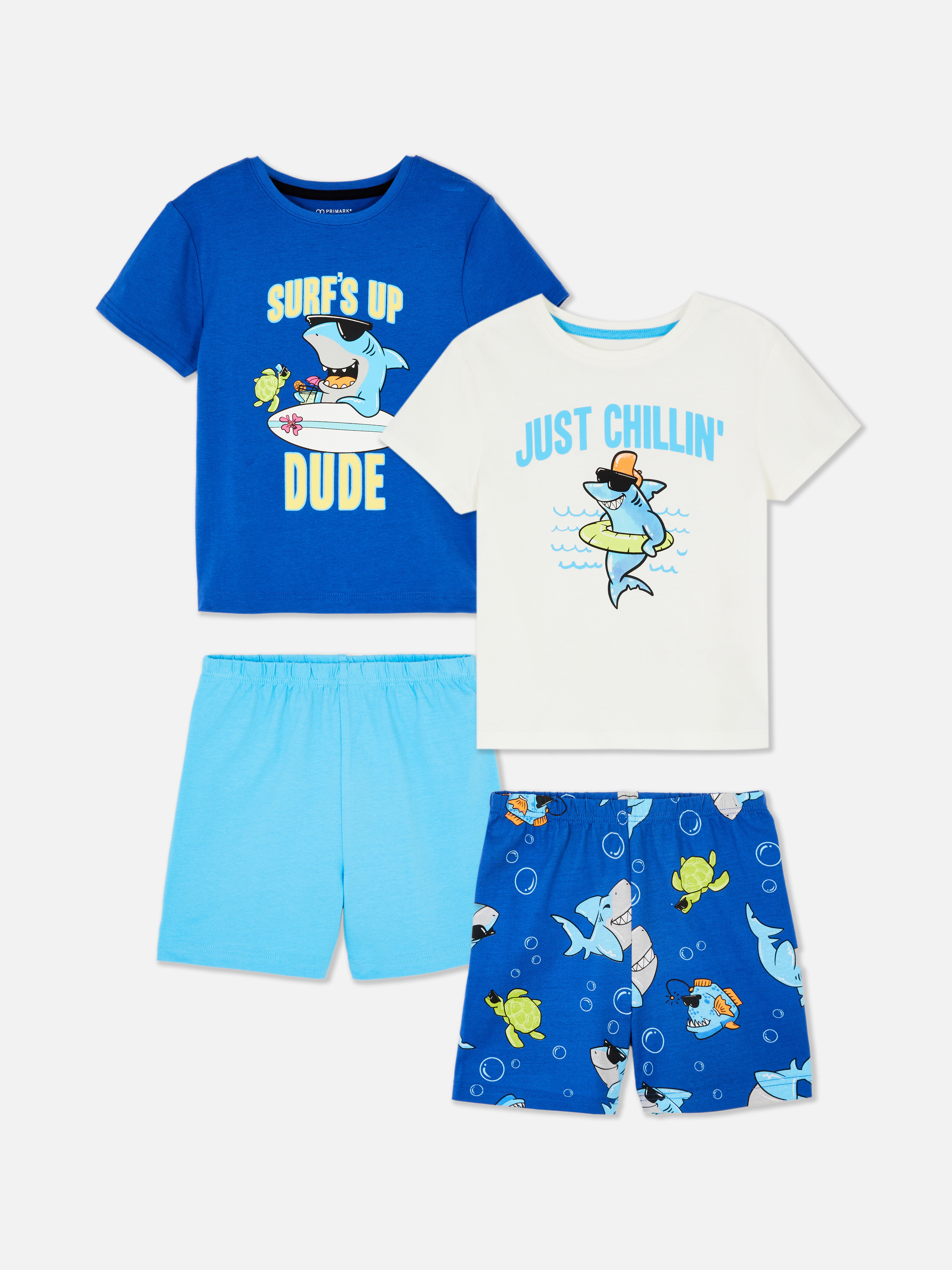 Pack 2 pijamas calções gráfico tubarão