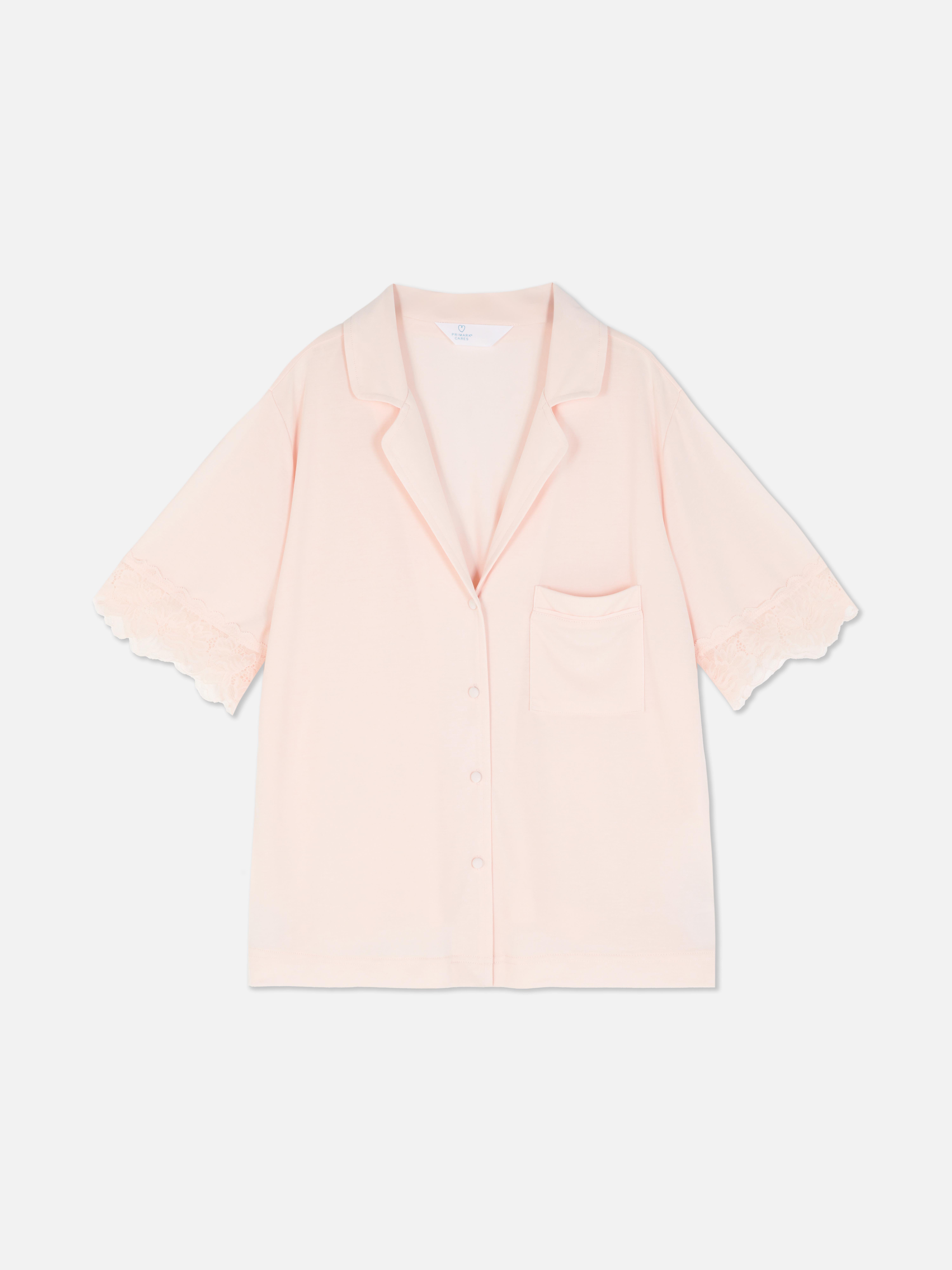 Camisa de pijama con ribete de encaje