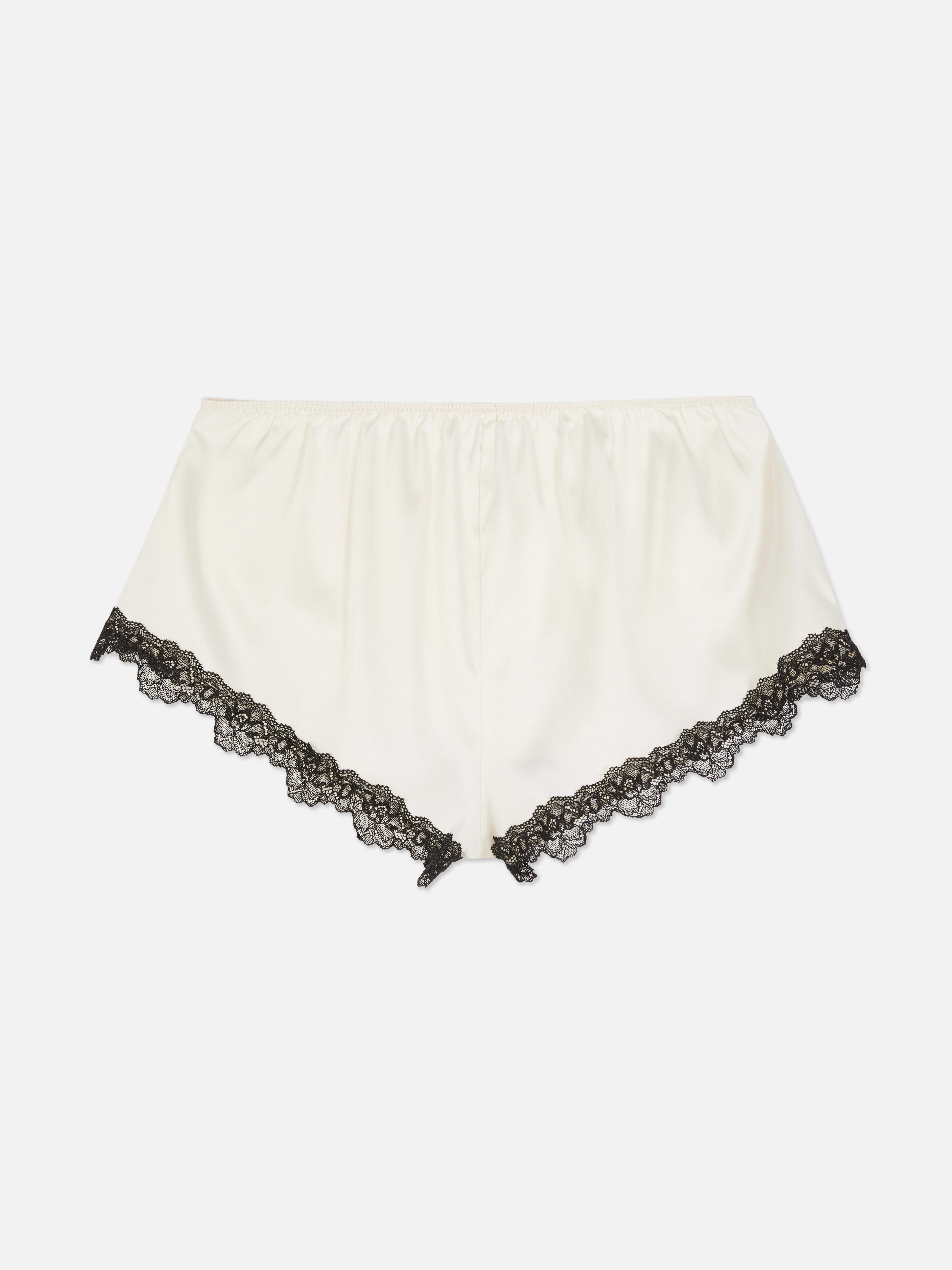 Satin Contrast Lace Pyjama Shorts