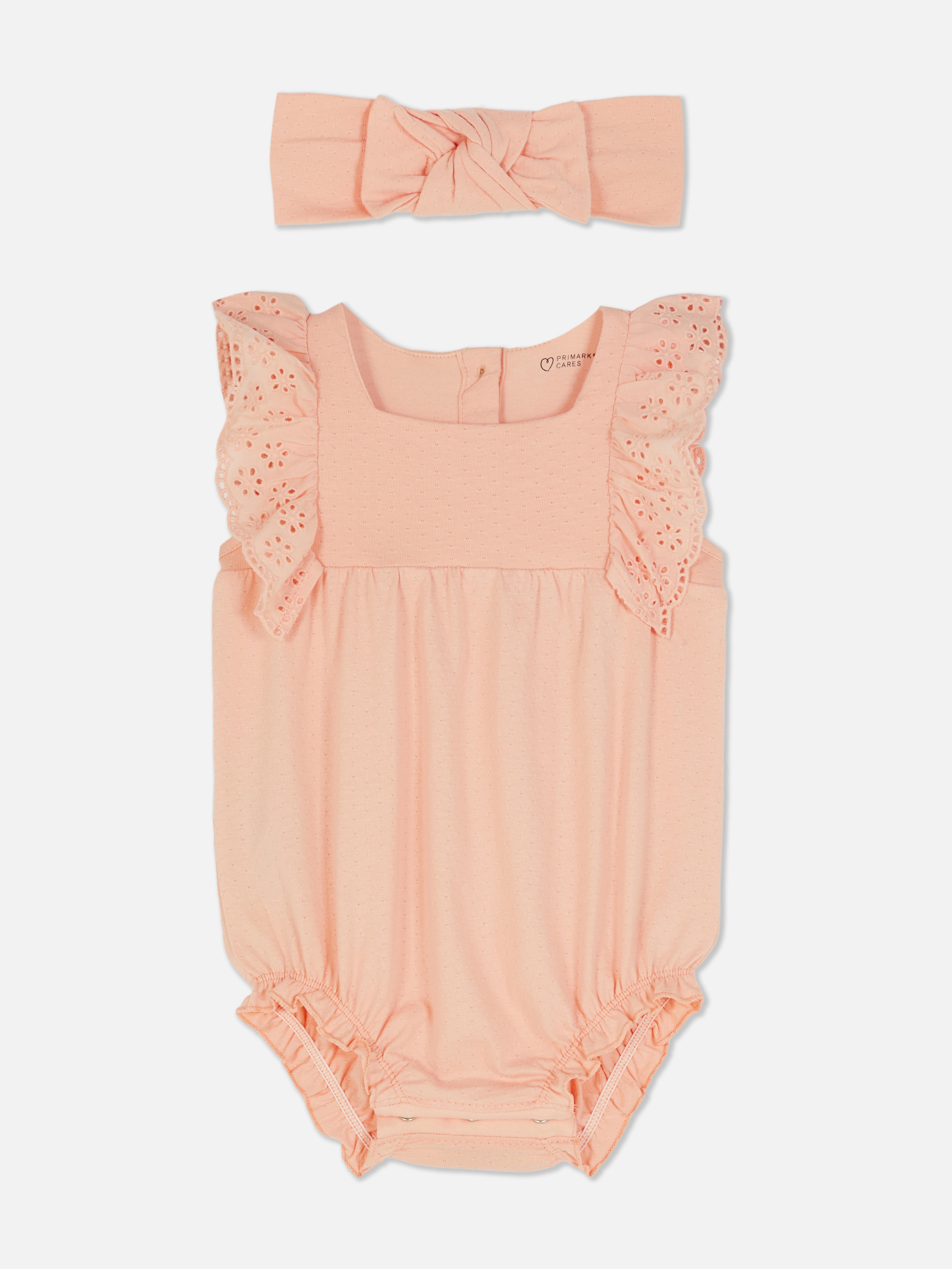 Ensemble barboteuse à volants et bandeau