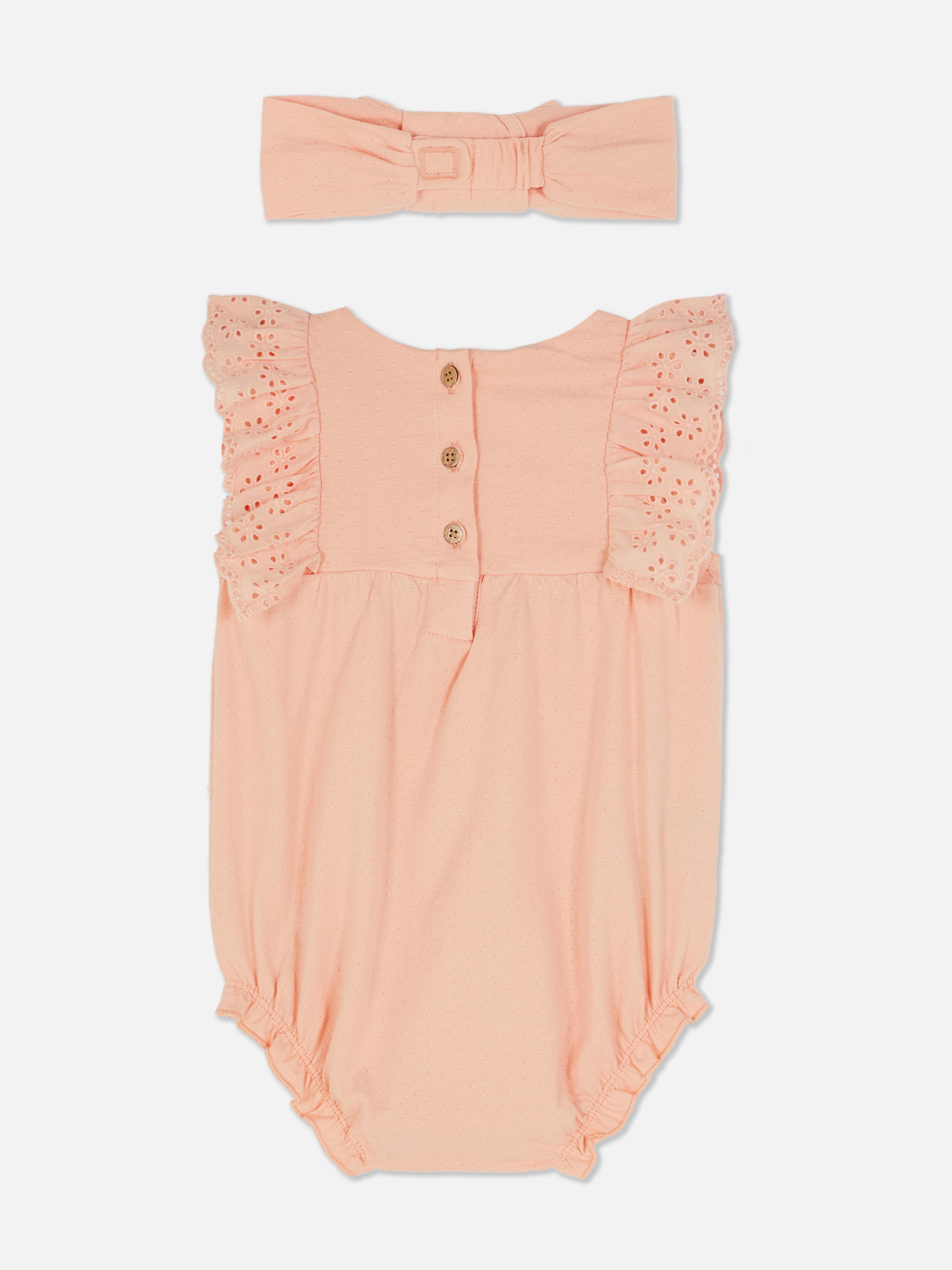 Ensemble barboteuse à volants et bandeau
