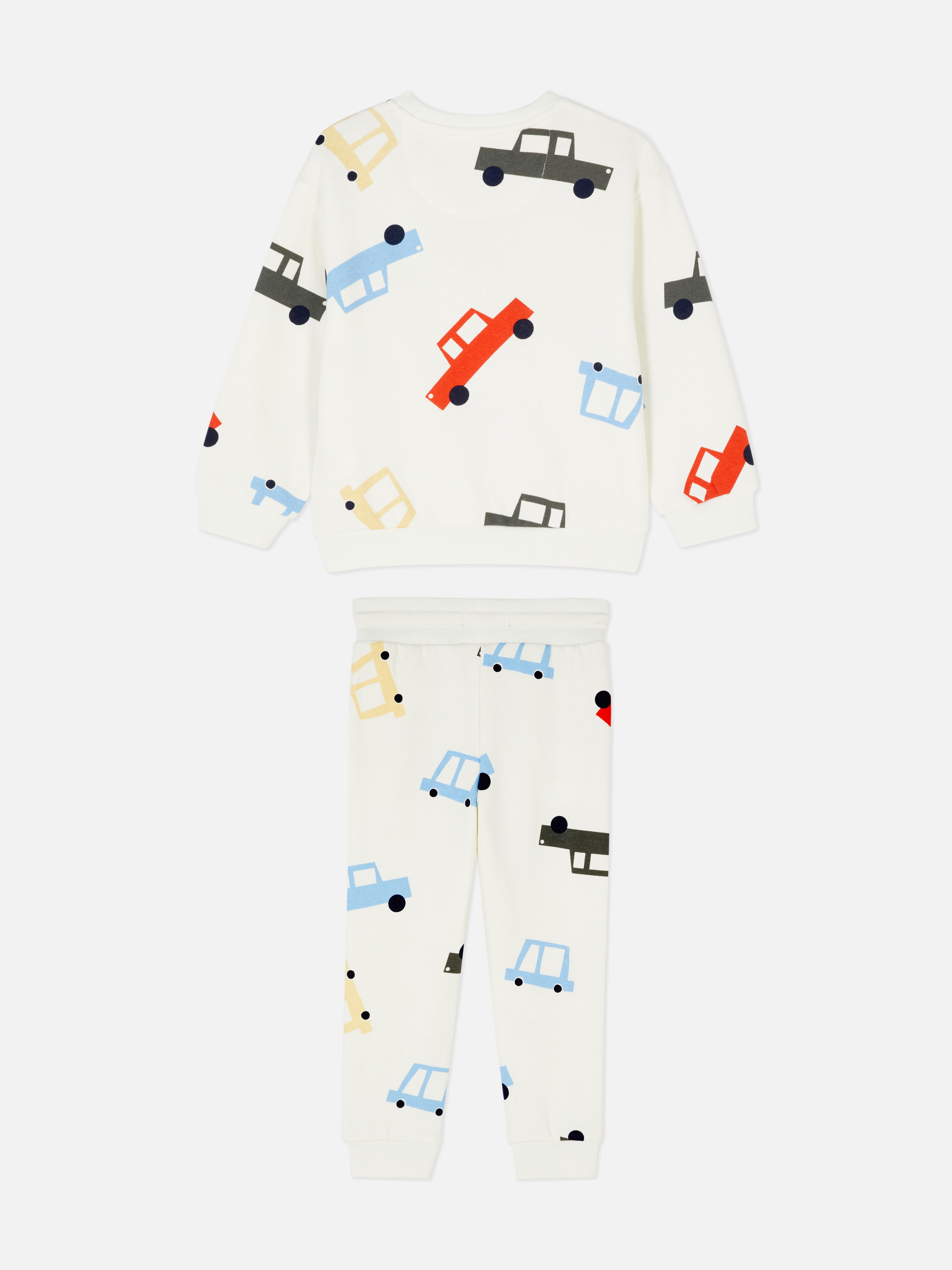Completo felpa e pantaloni da tuta con auto