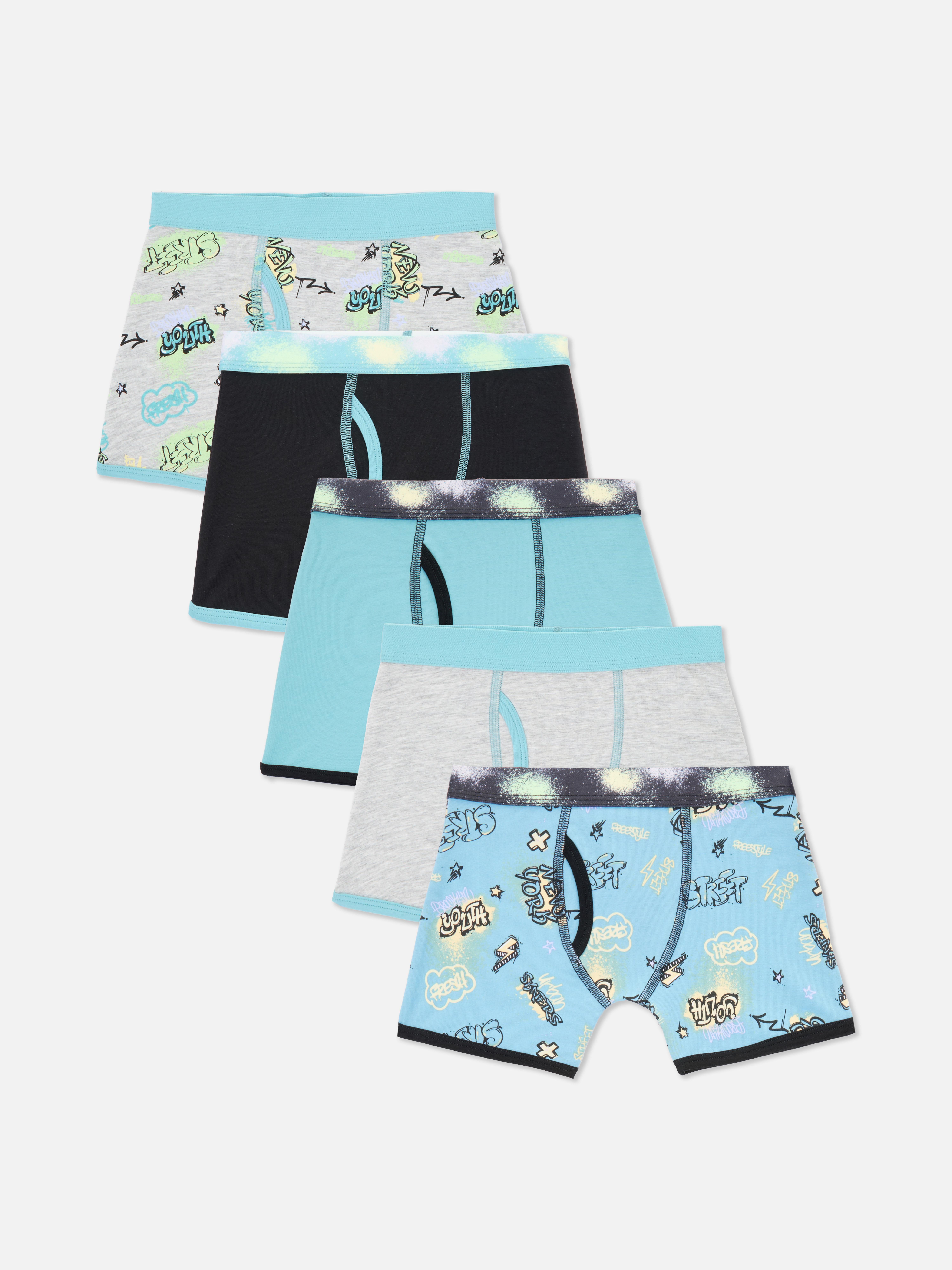 Confezione da 5 boxer grafica graffiti