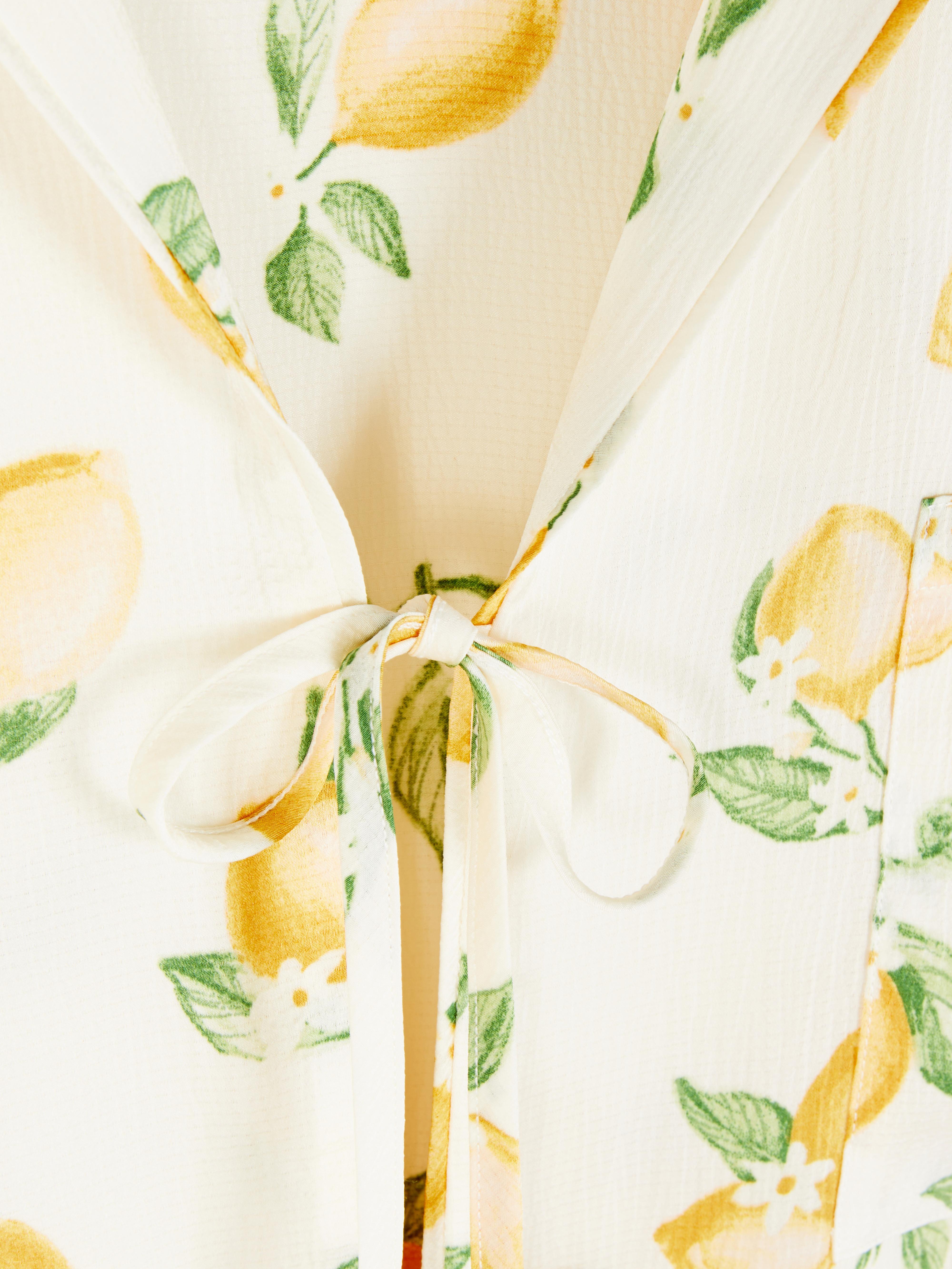 Satin Tie-Front Pyjama Shirt