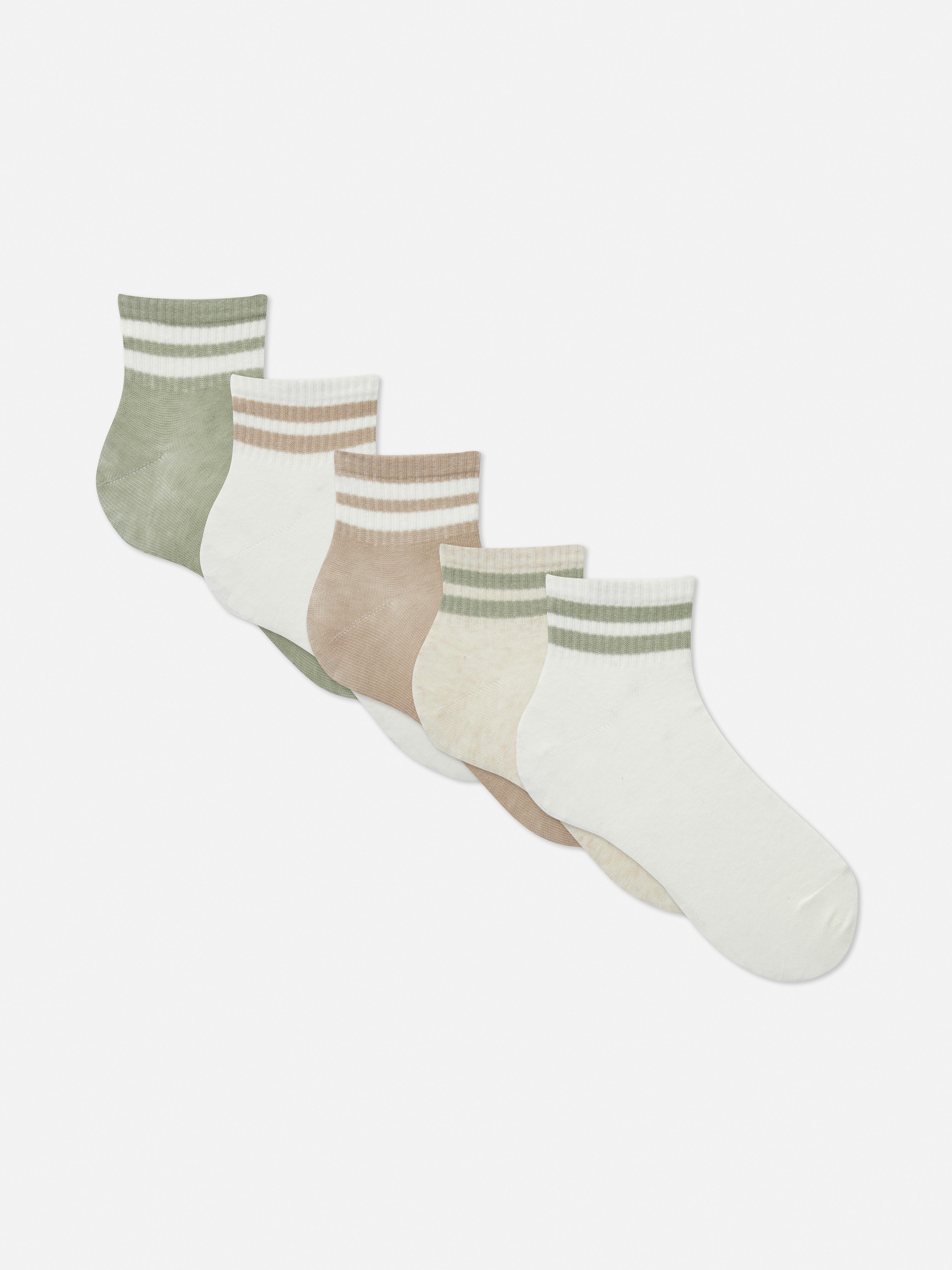 Gerippte Sportsocken mit Streifen, 5er-Pack