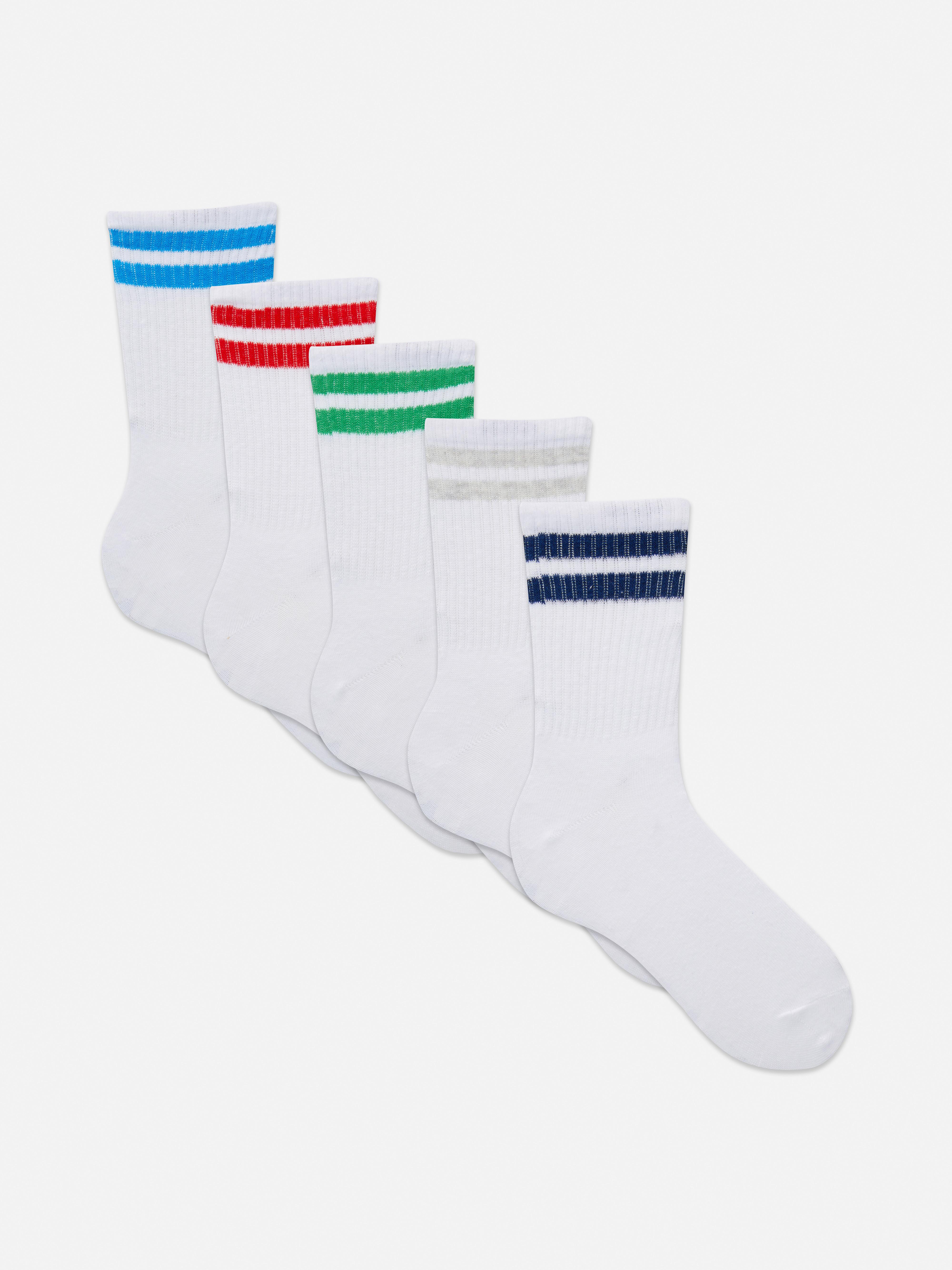 Gestreifte, gerippte Socken, 5er-Pack