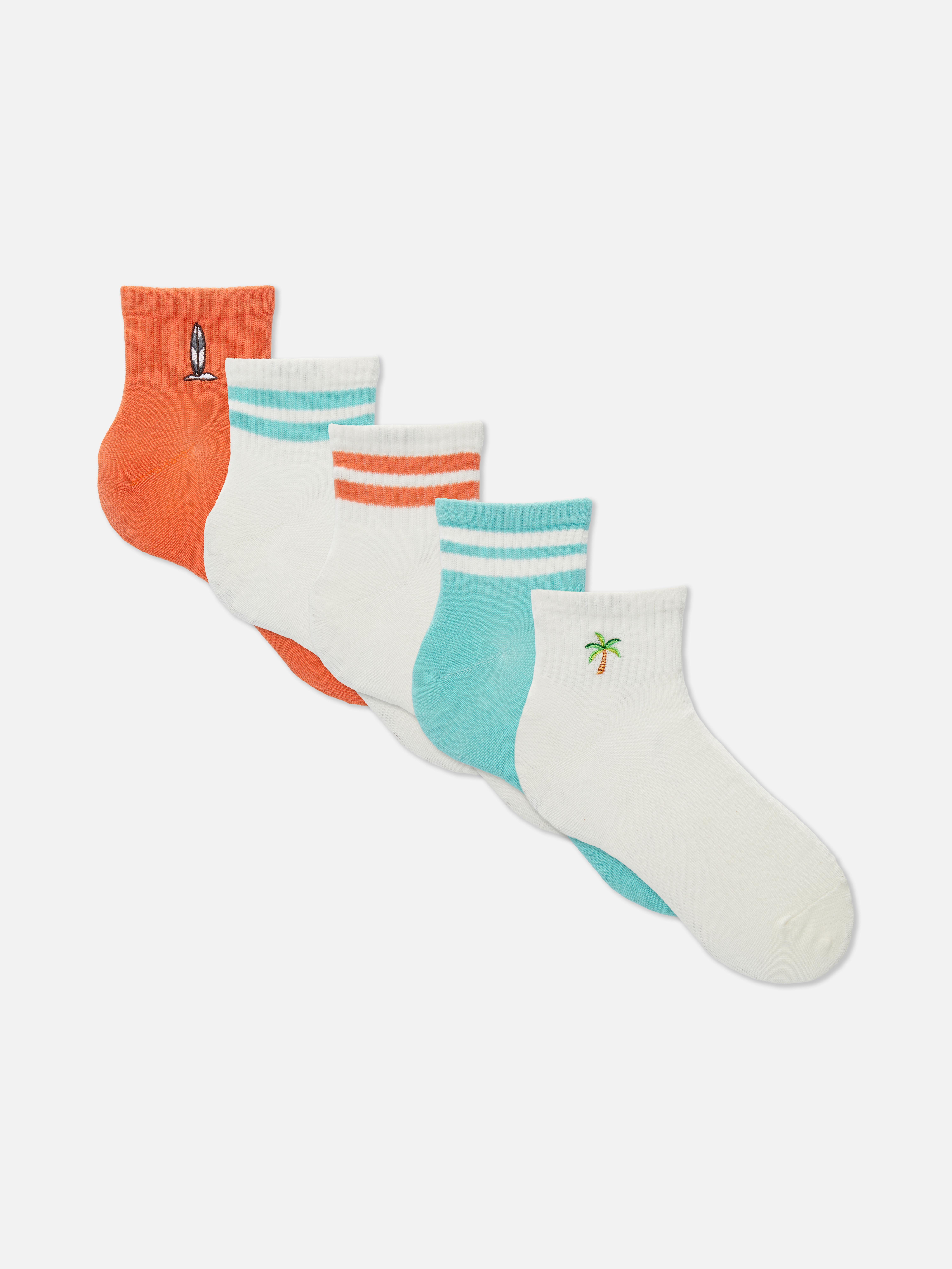 Gerippte Söckchen mit Küstenmotiv, 5er-Pack