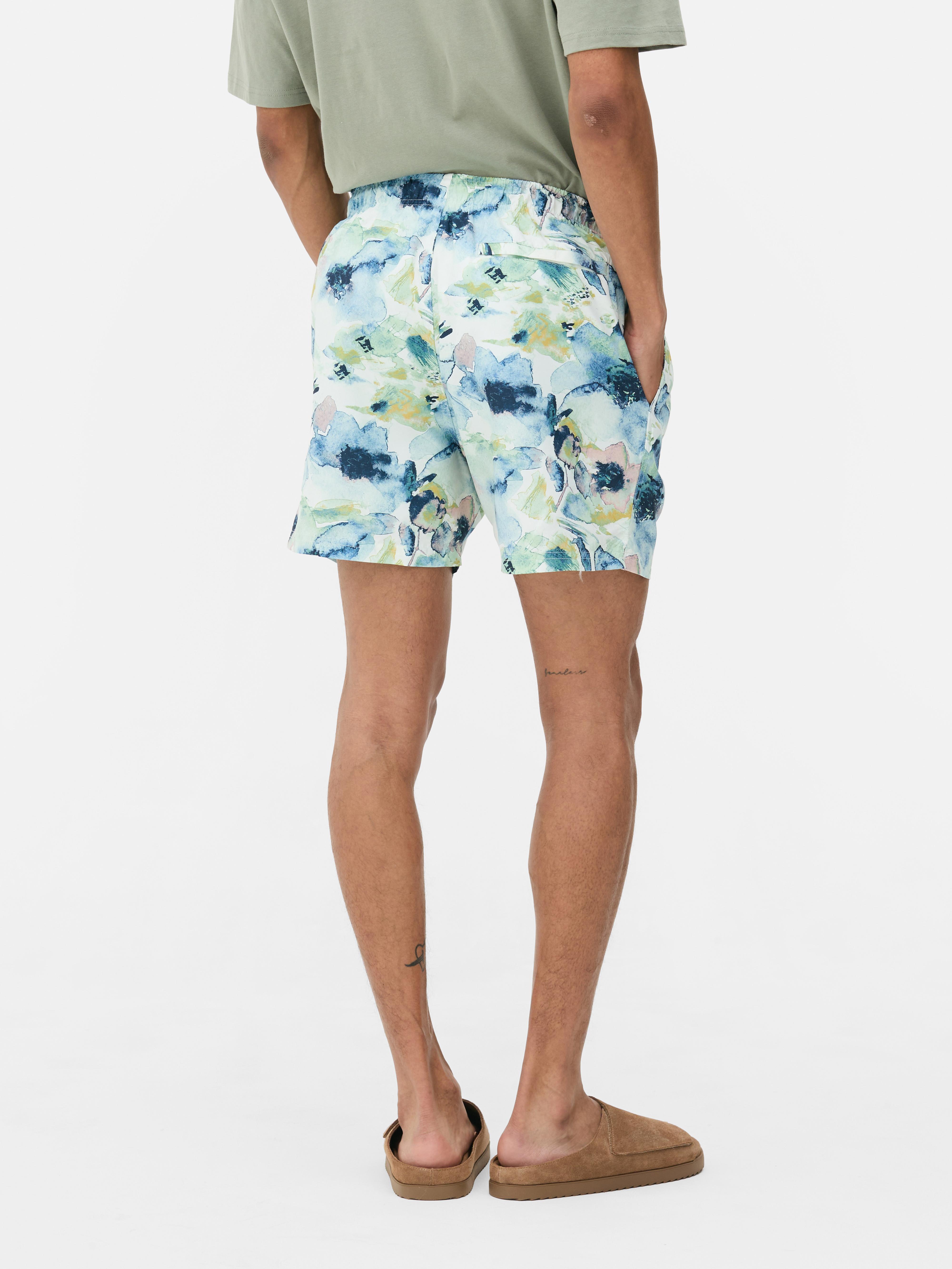 Badeshorts mit Kordelzug und Aquarell-Blumenmuster