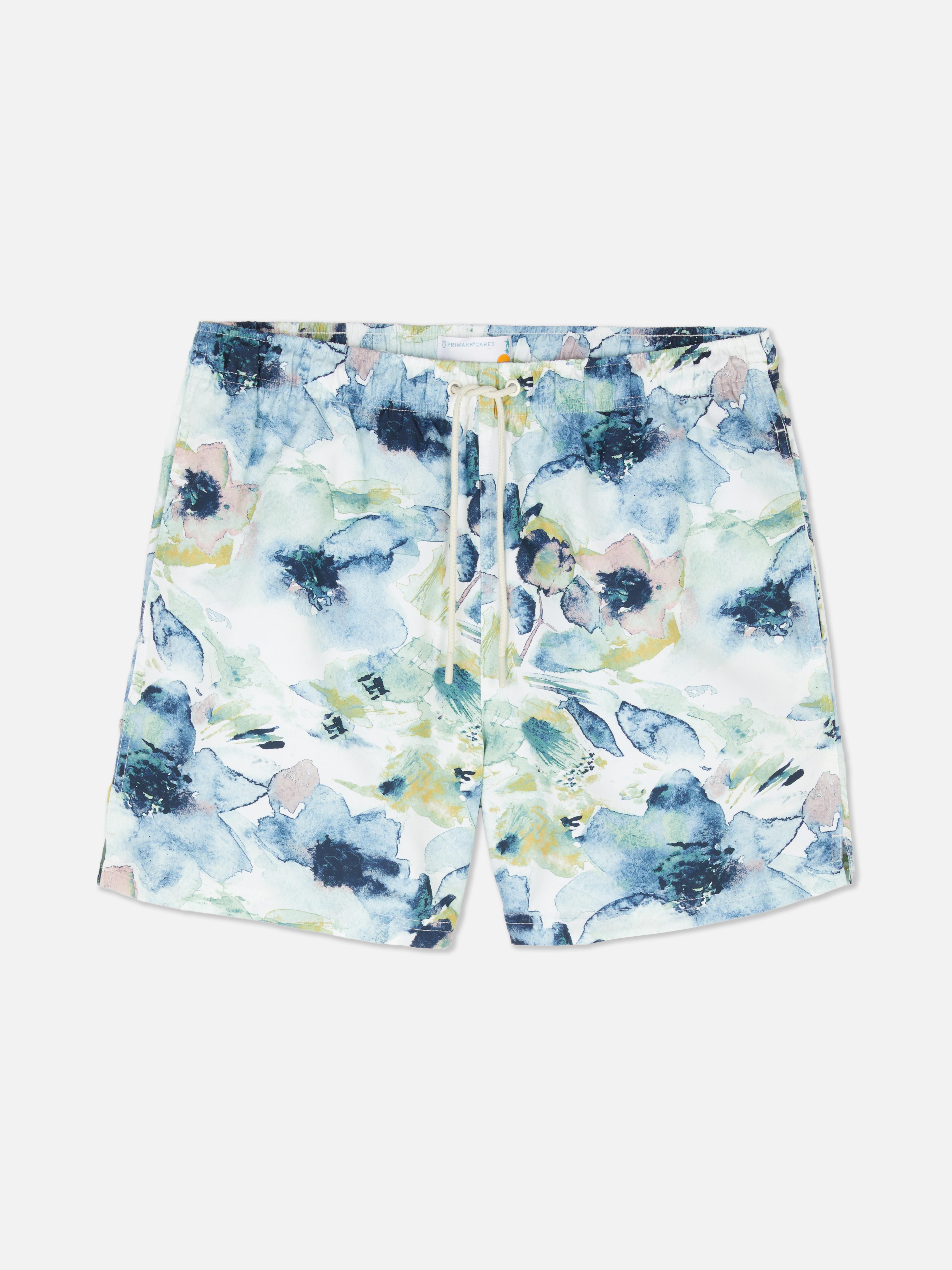 Badeshorts mit Kordelzug und Aquarell-Blumenmuster