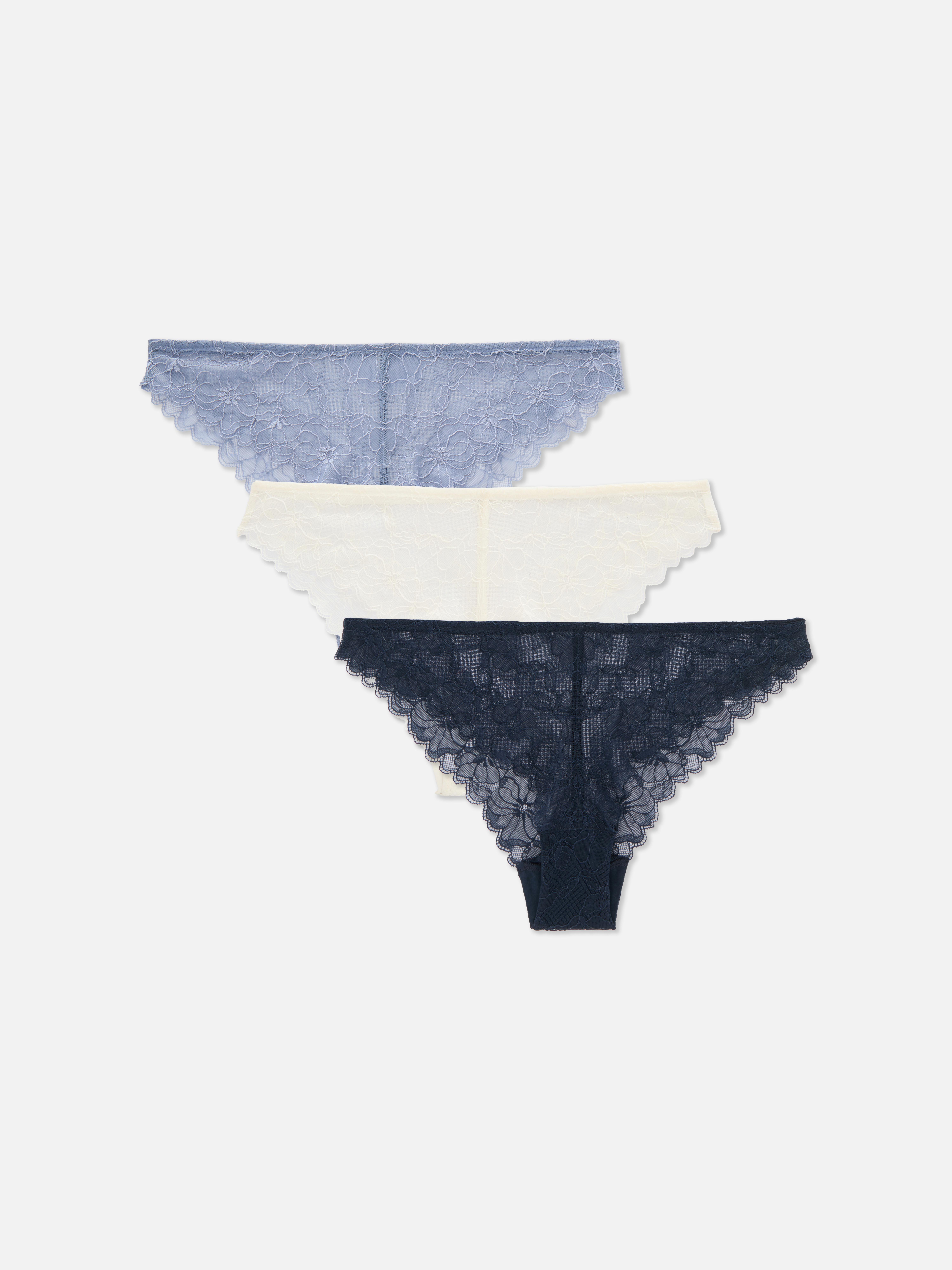 Lot de 3 culottes brésiliennes en dentelle Bleu