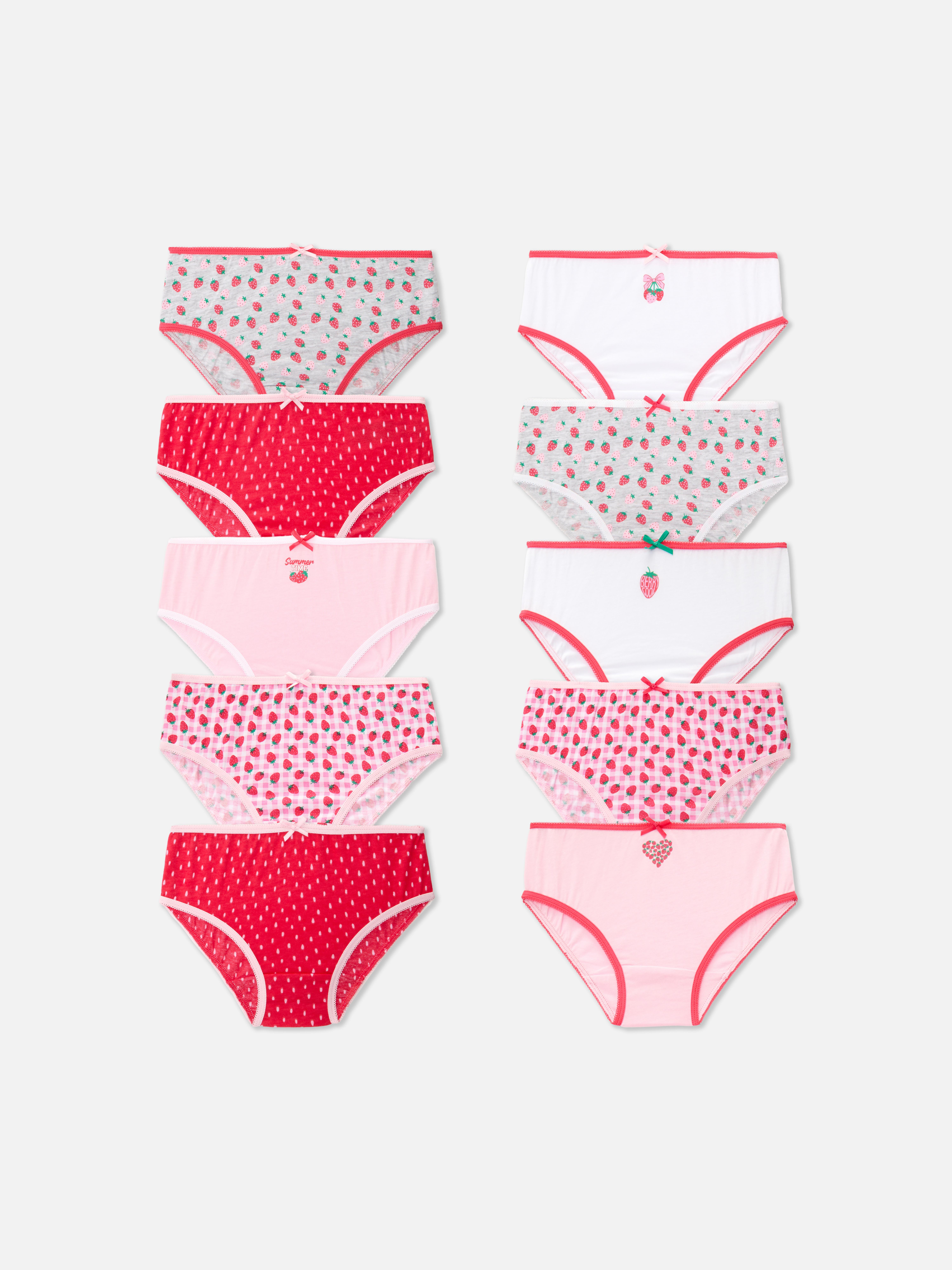 Lot de 10 culottes à motifs fraises