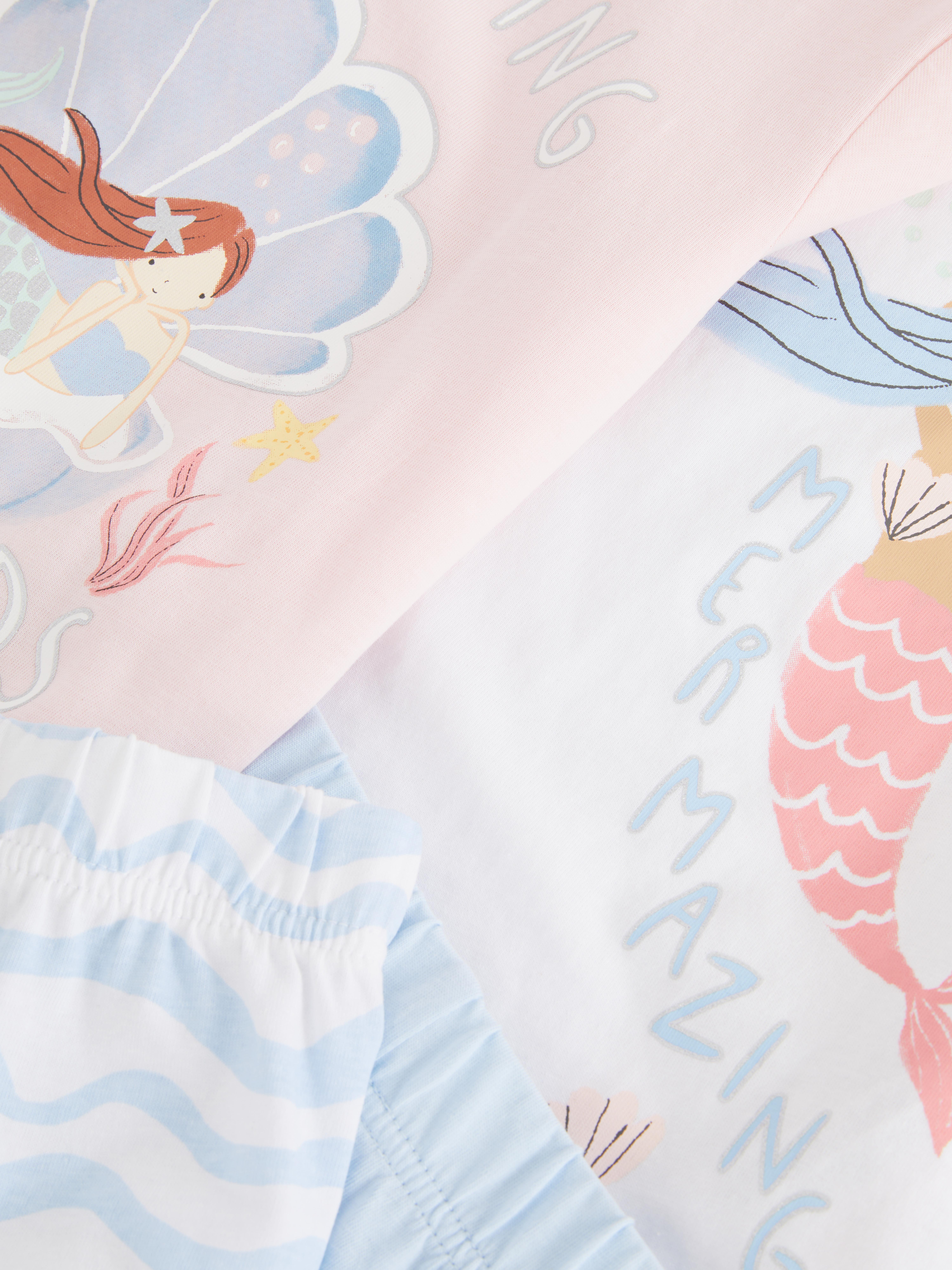 1.5-8yrs | 2pk Mermaid Graphic Short Pyjamas