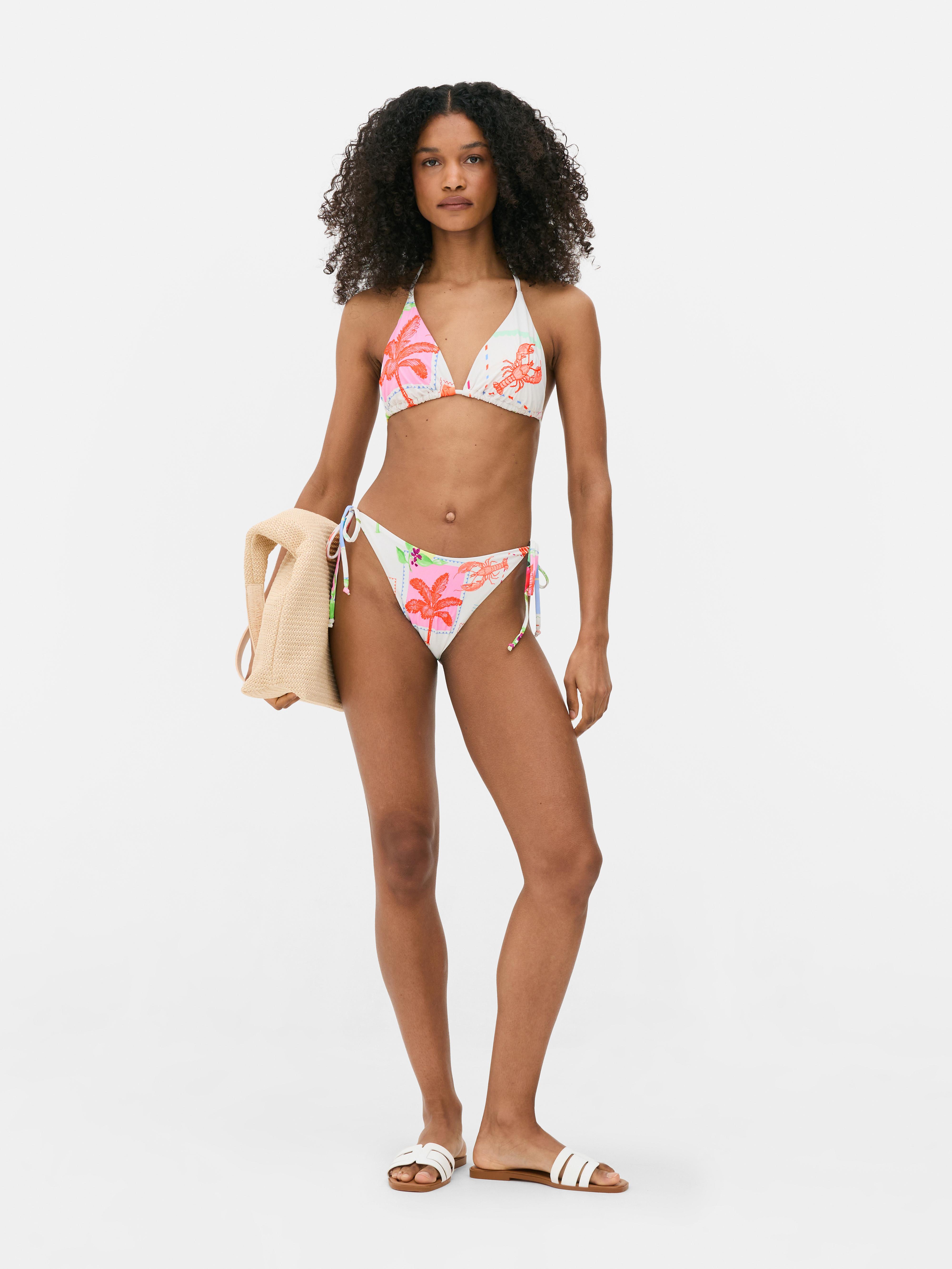 Patterned Tie-Side Bikini Bottoms