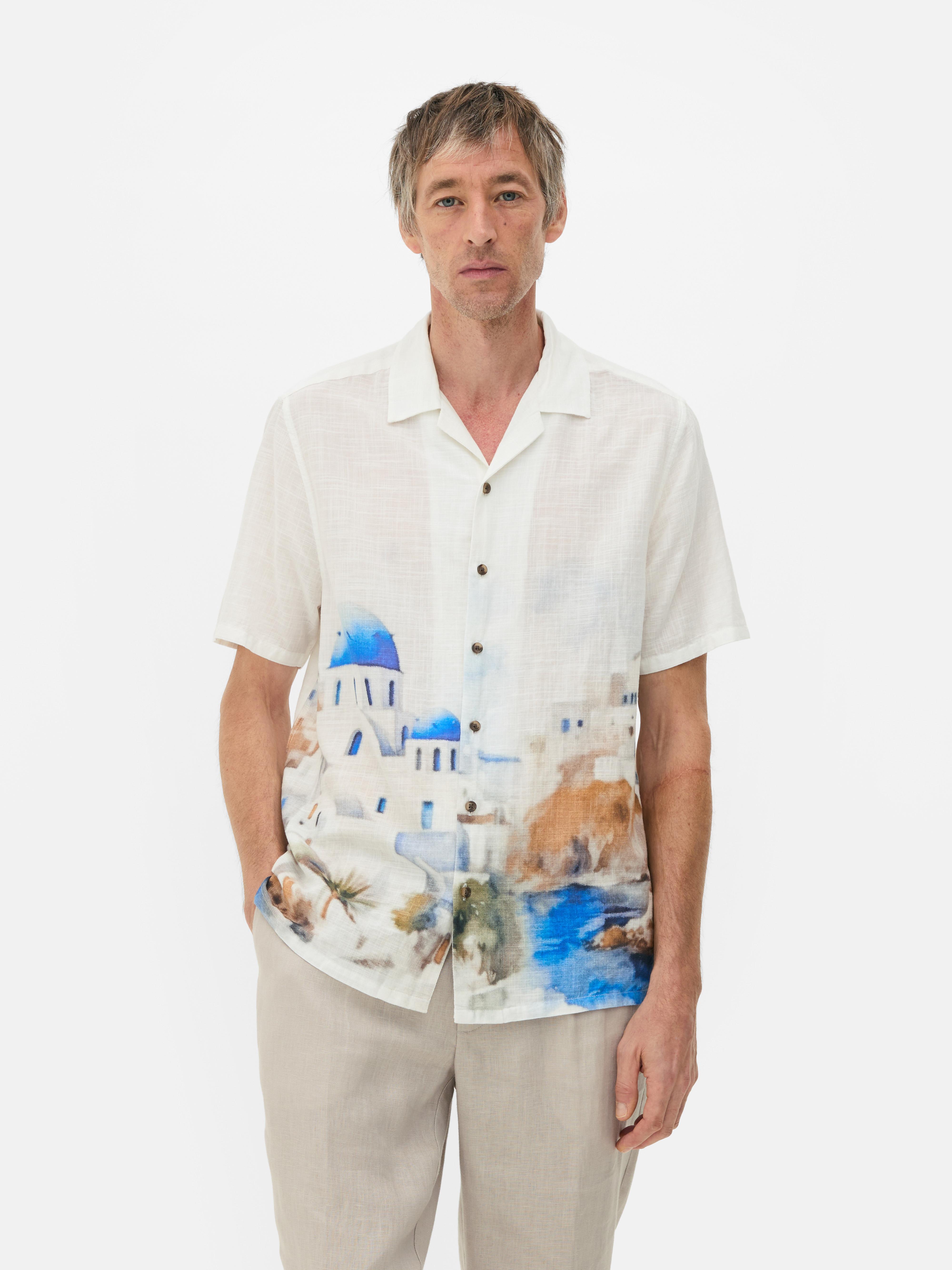 Camicia con grafica effetto acquerello