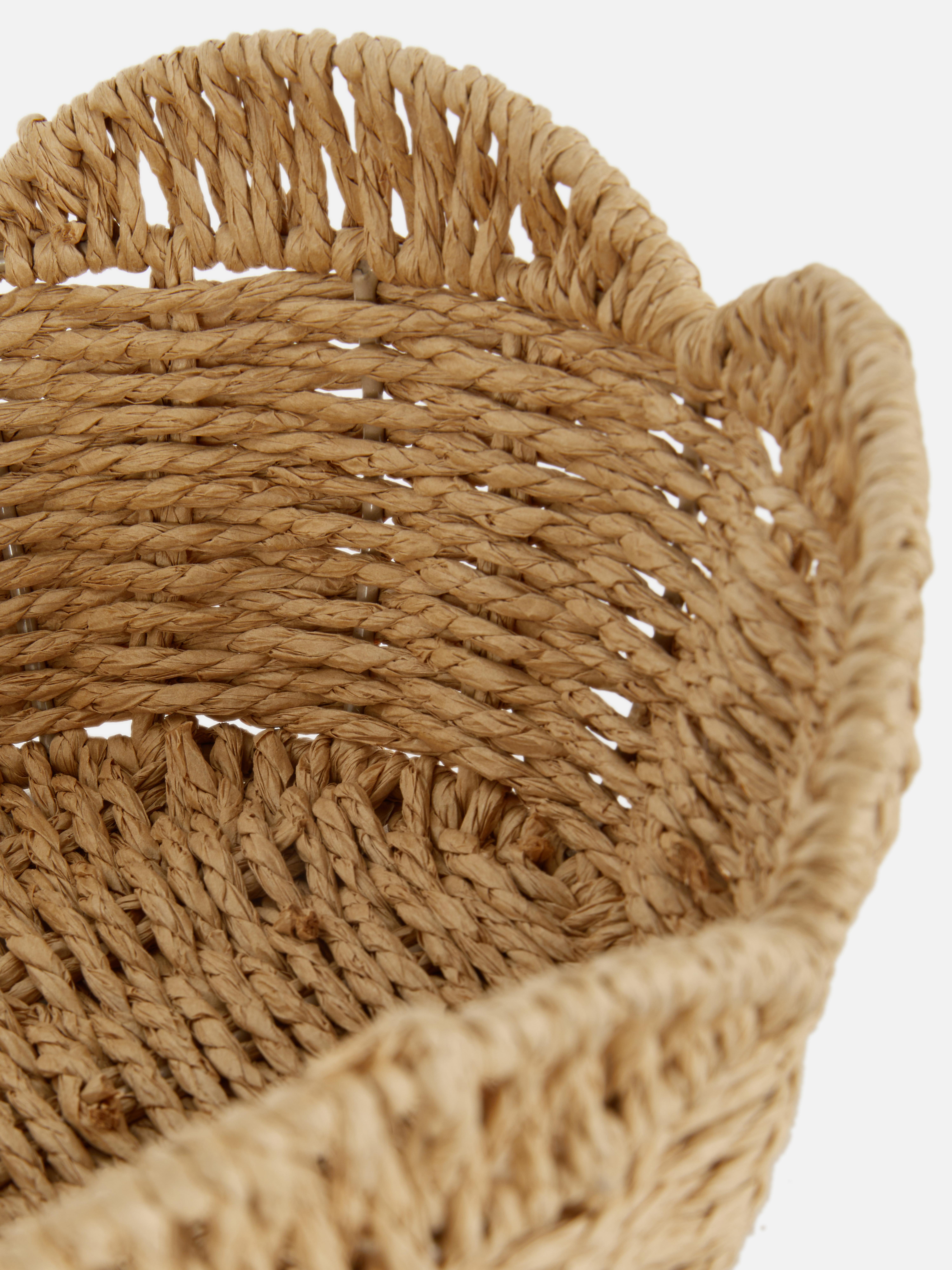 Panier De Rangement En Osier à Bord Festonné - 36x27x15cm, Empilable, Pour Salle De Bain, Chambre, Cuisine, Couleur Kaki
