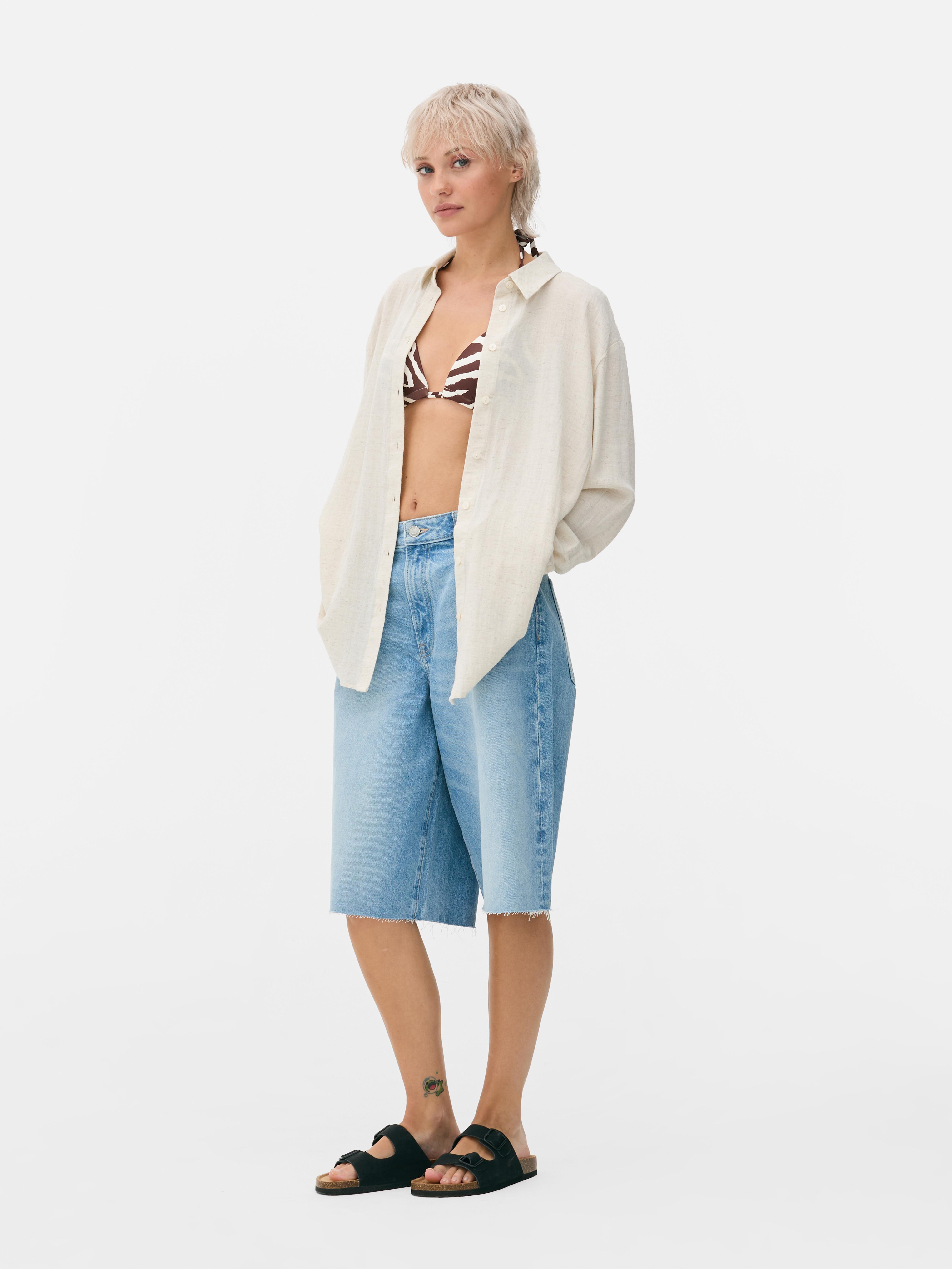 Chemise en coton mélangé Grège