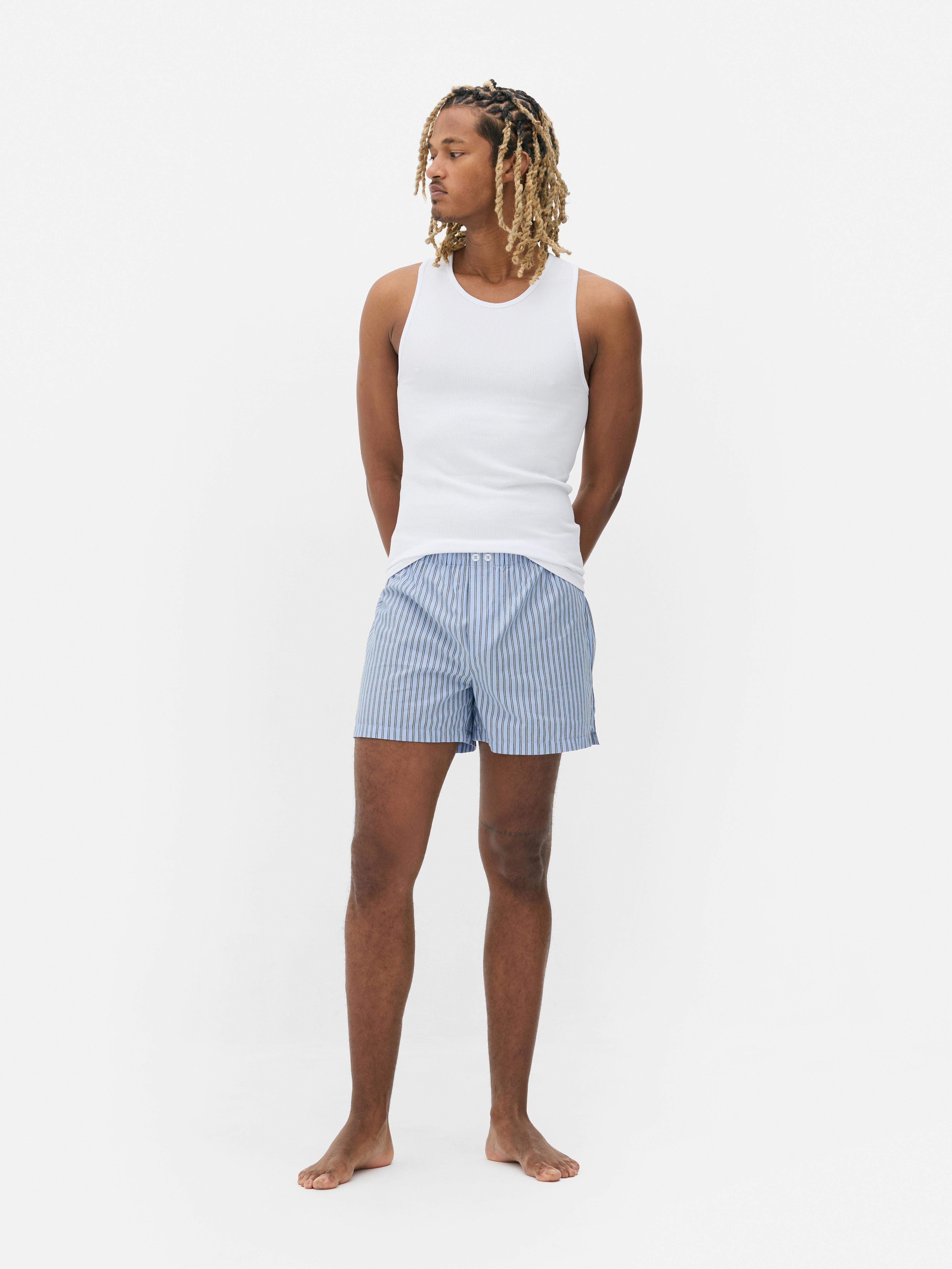 Striped Cotton Pajama Shorts
