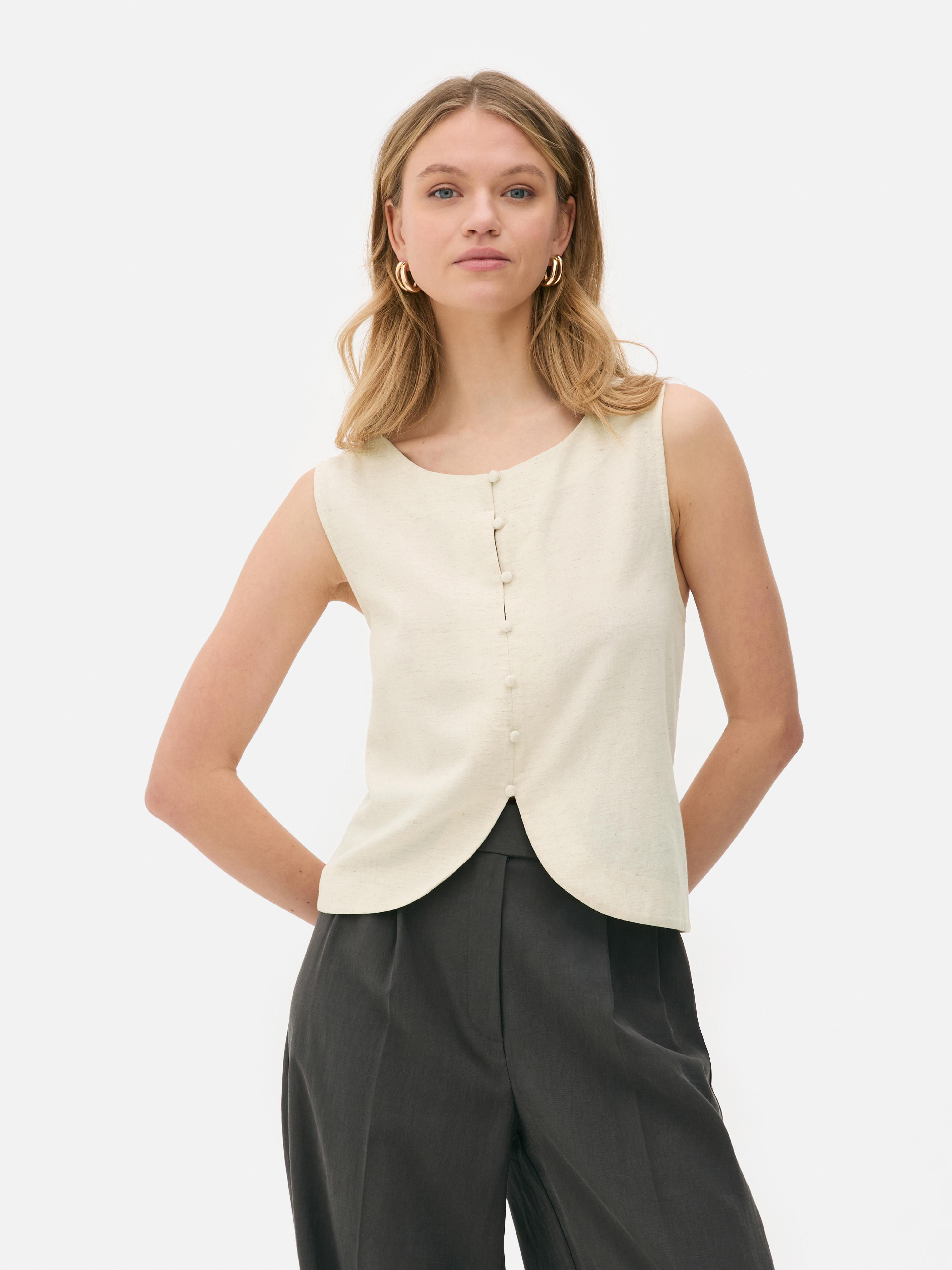Tie-Back Button-Up Waistcoat