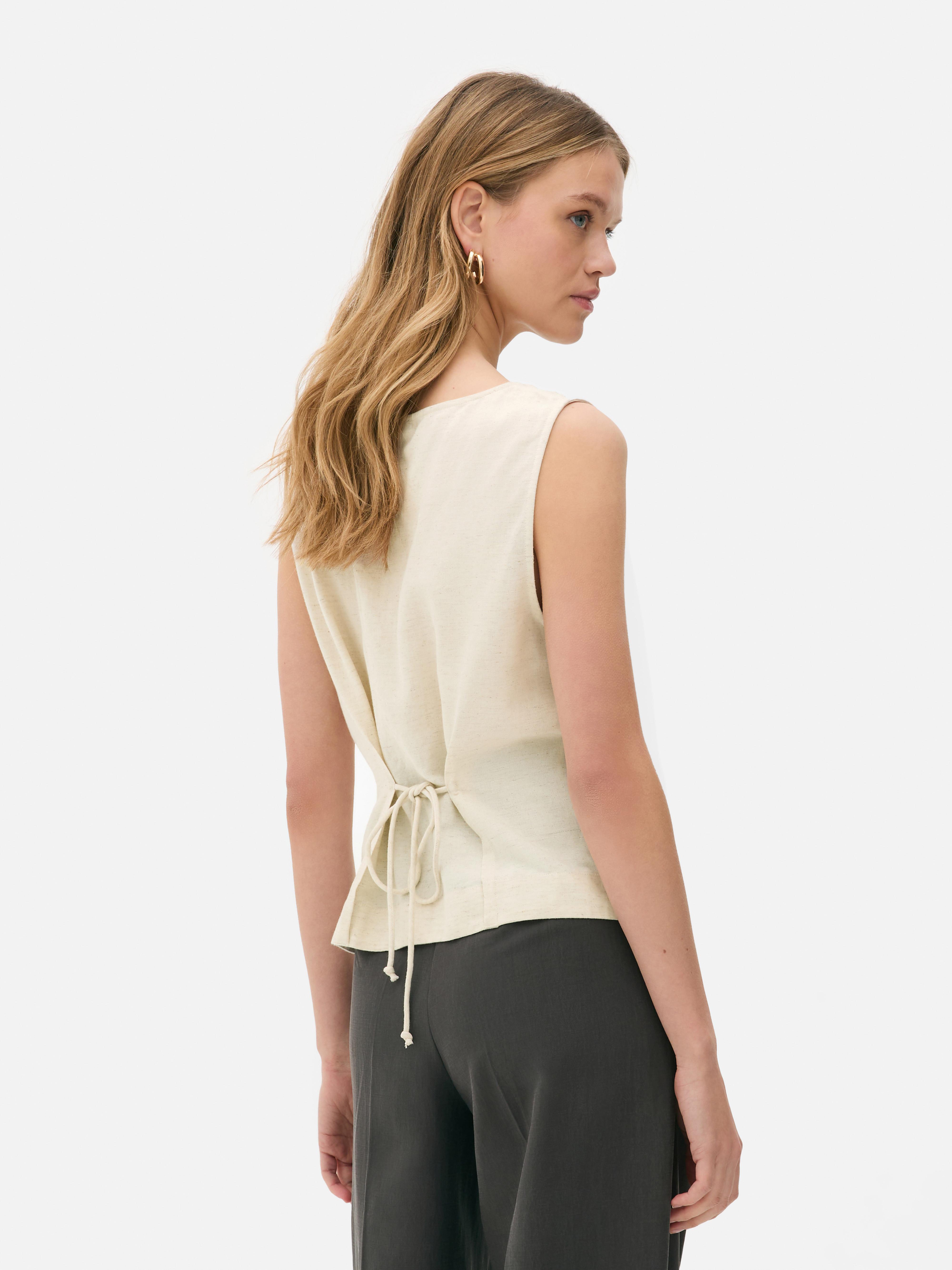 Tie-Back Button-Up Waistcoat