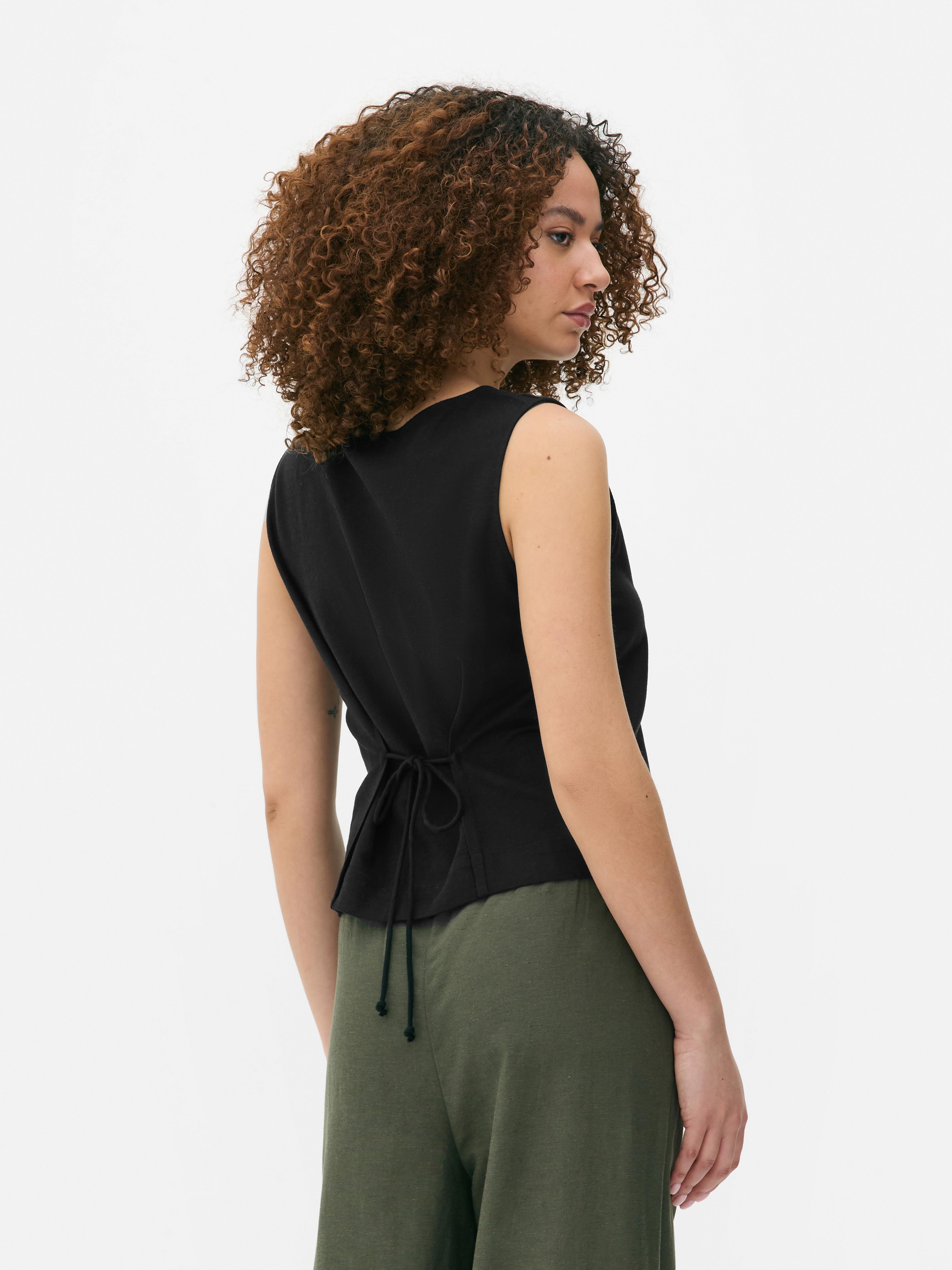 Tie-Back Button-Up Waistcoat