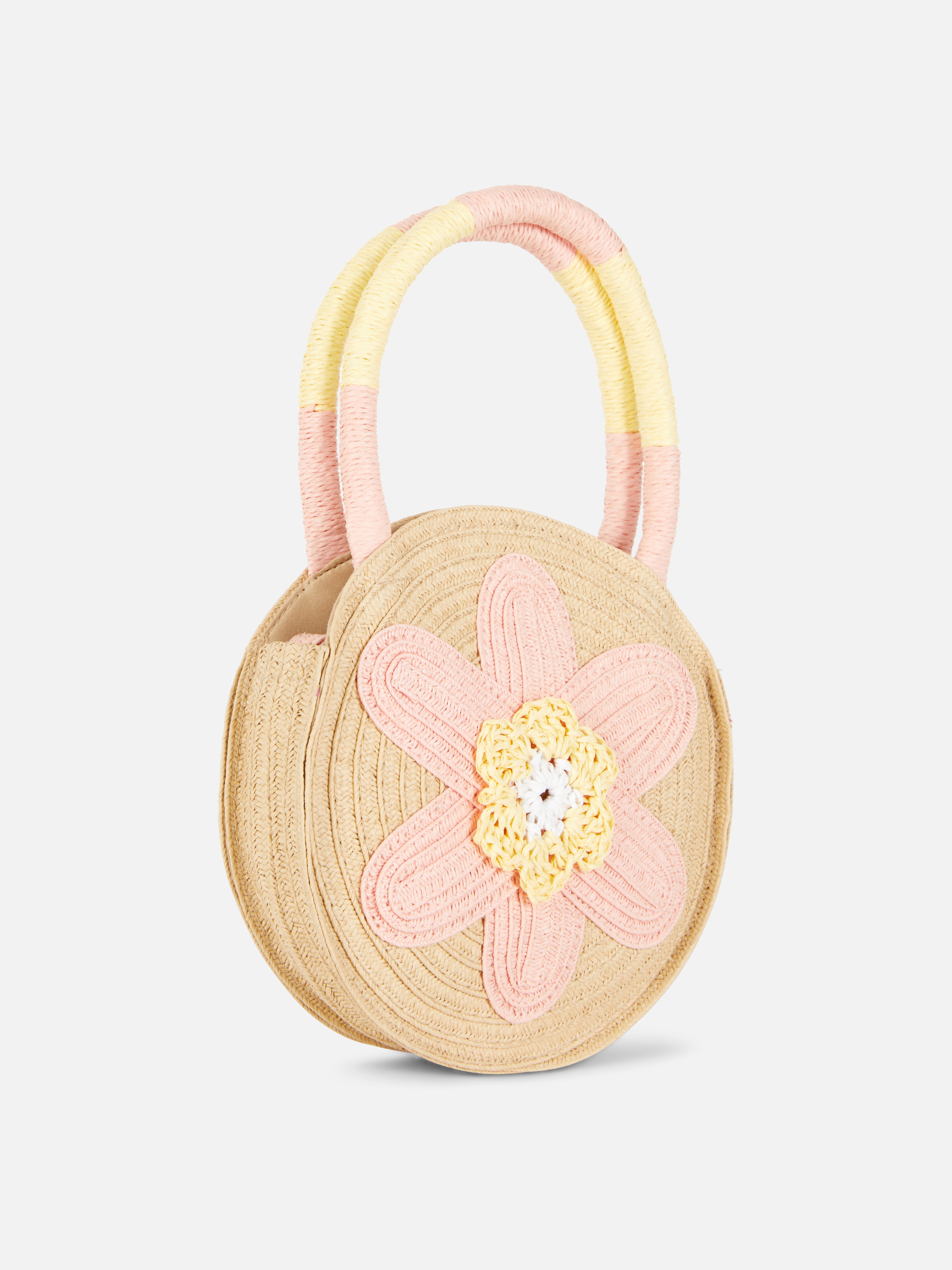Strohtasche mit Blumenmotiv