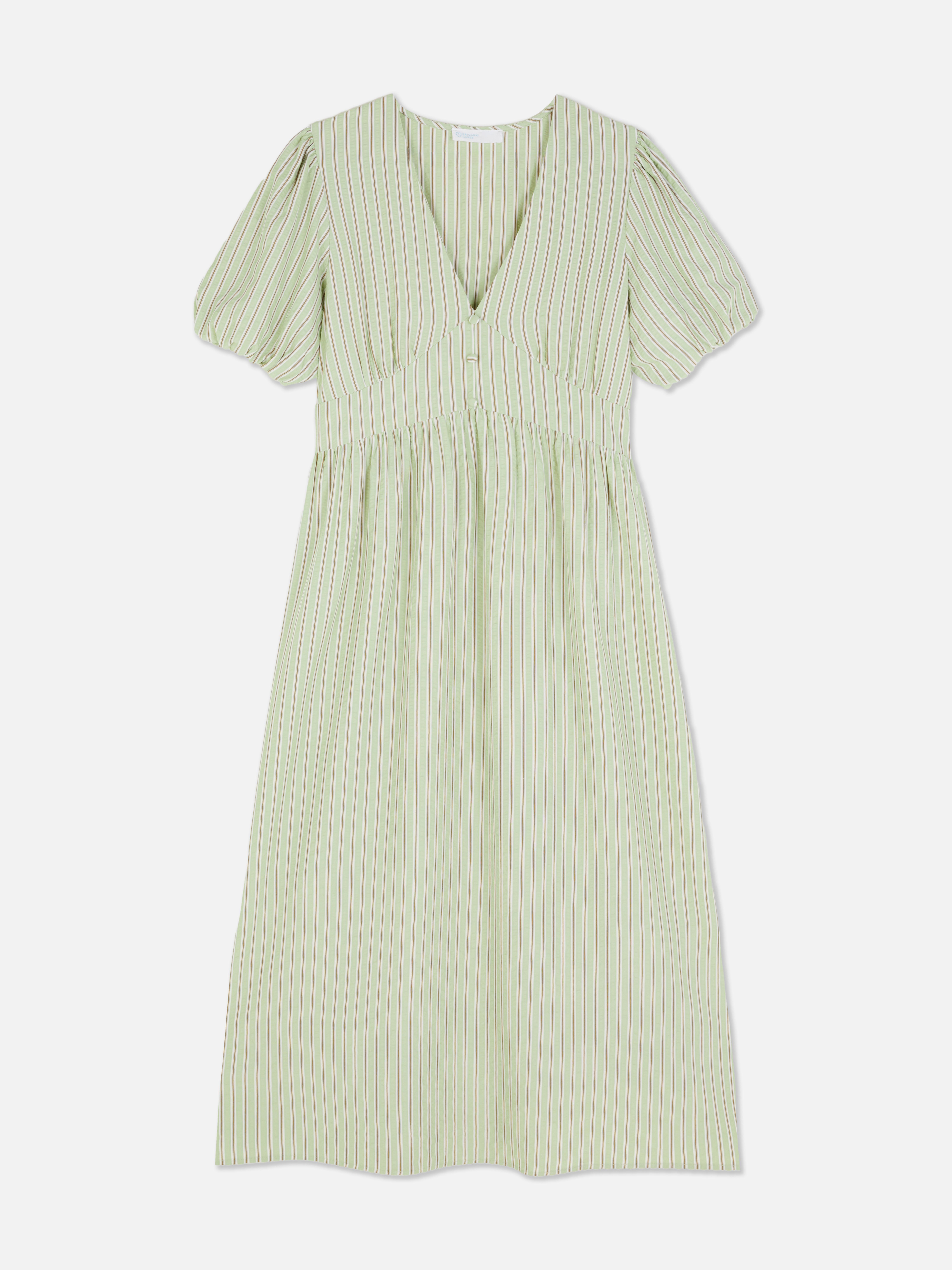 Textured Buttoned Midi Dress