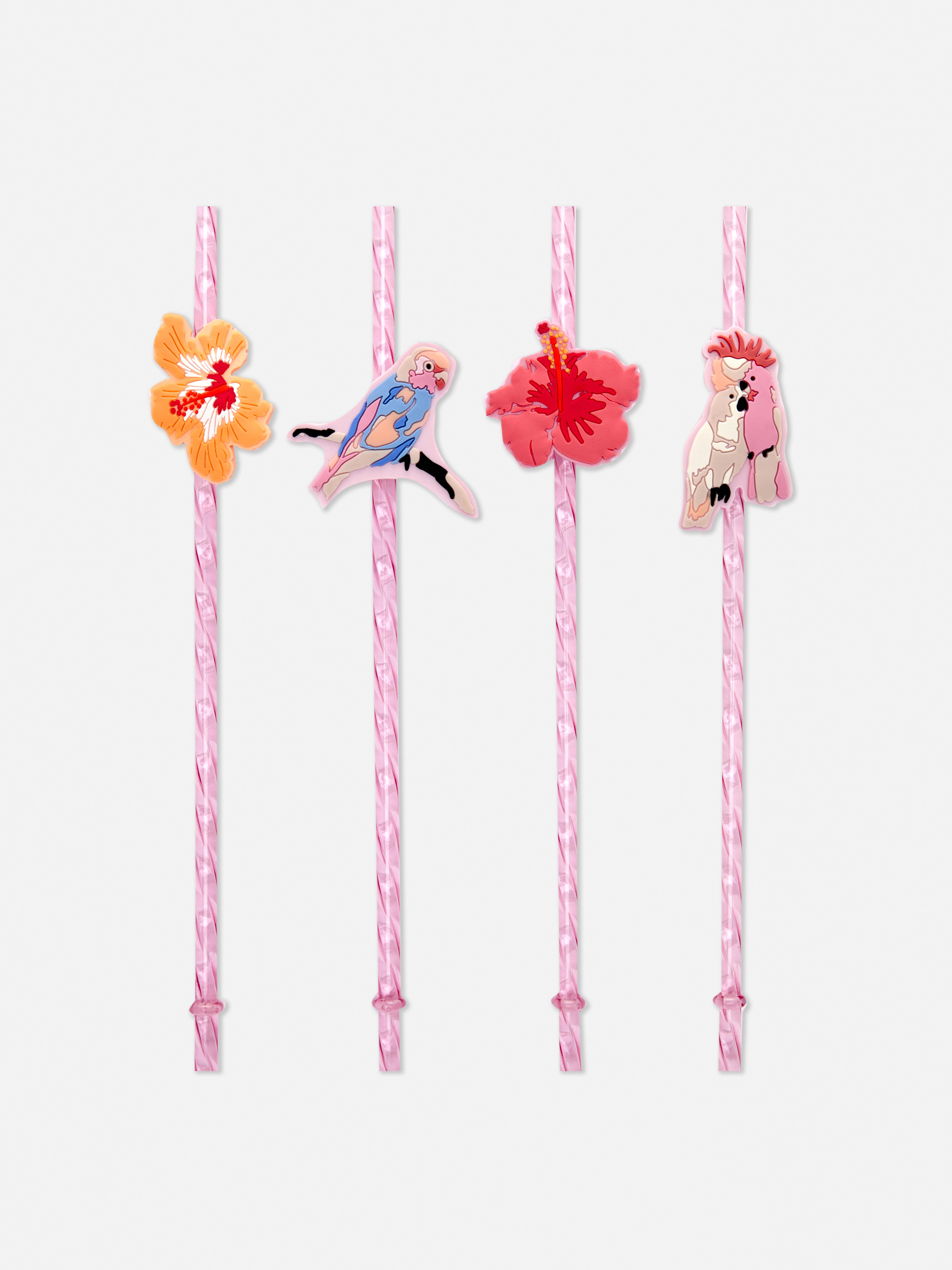 4pk Tropical Animals Novelty Straws