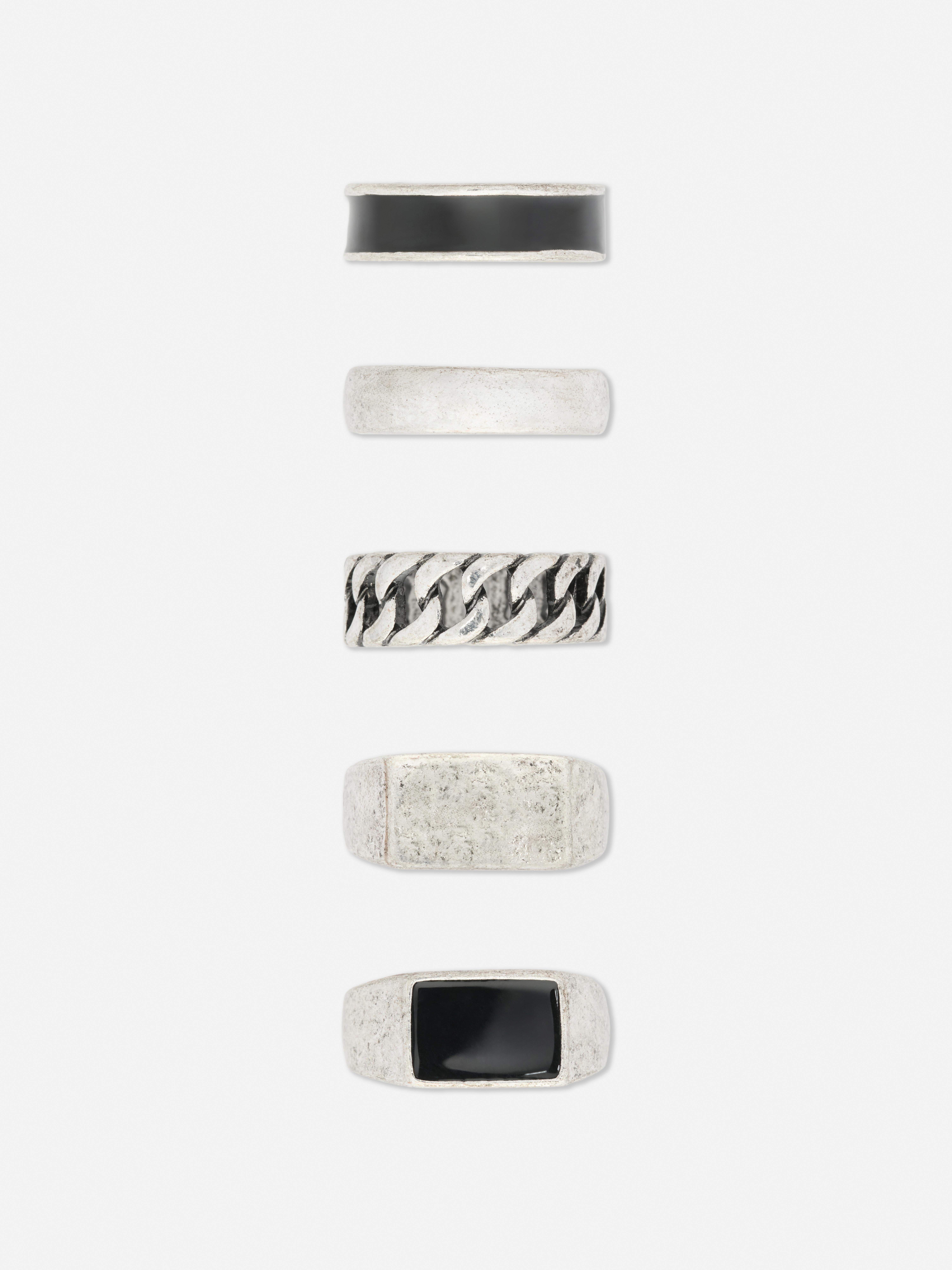 Ringe mit verschiedenen Designs, 5er-Pack