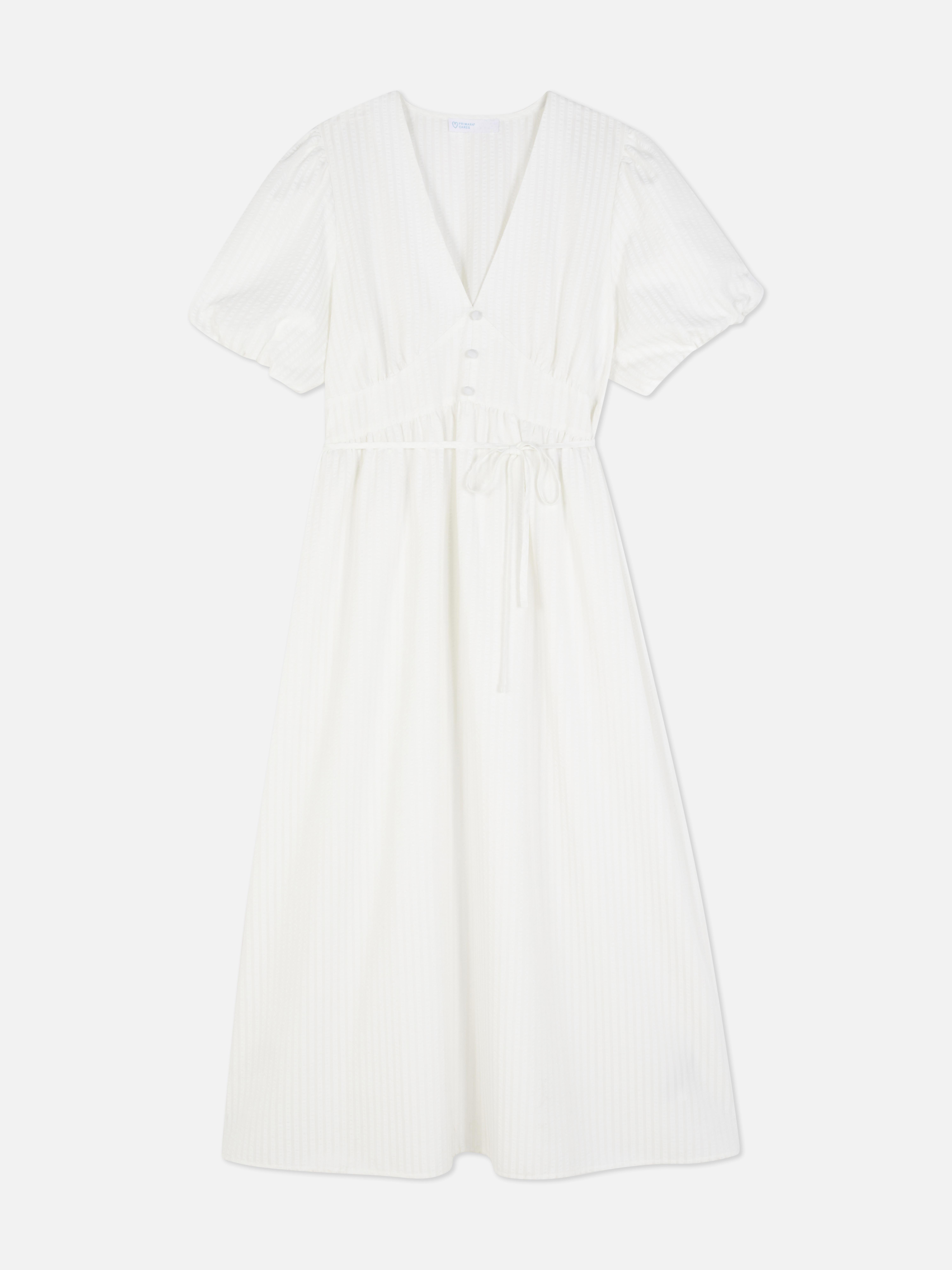 Textured Buttoned Midi Dress